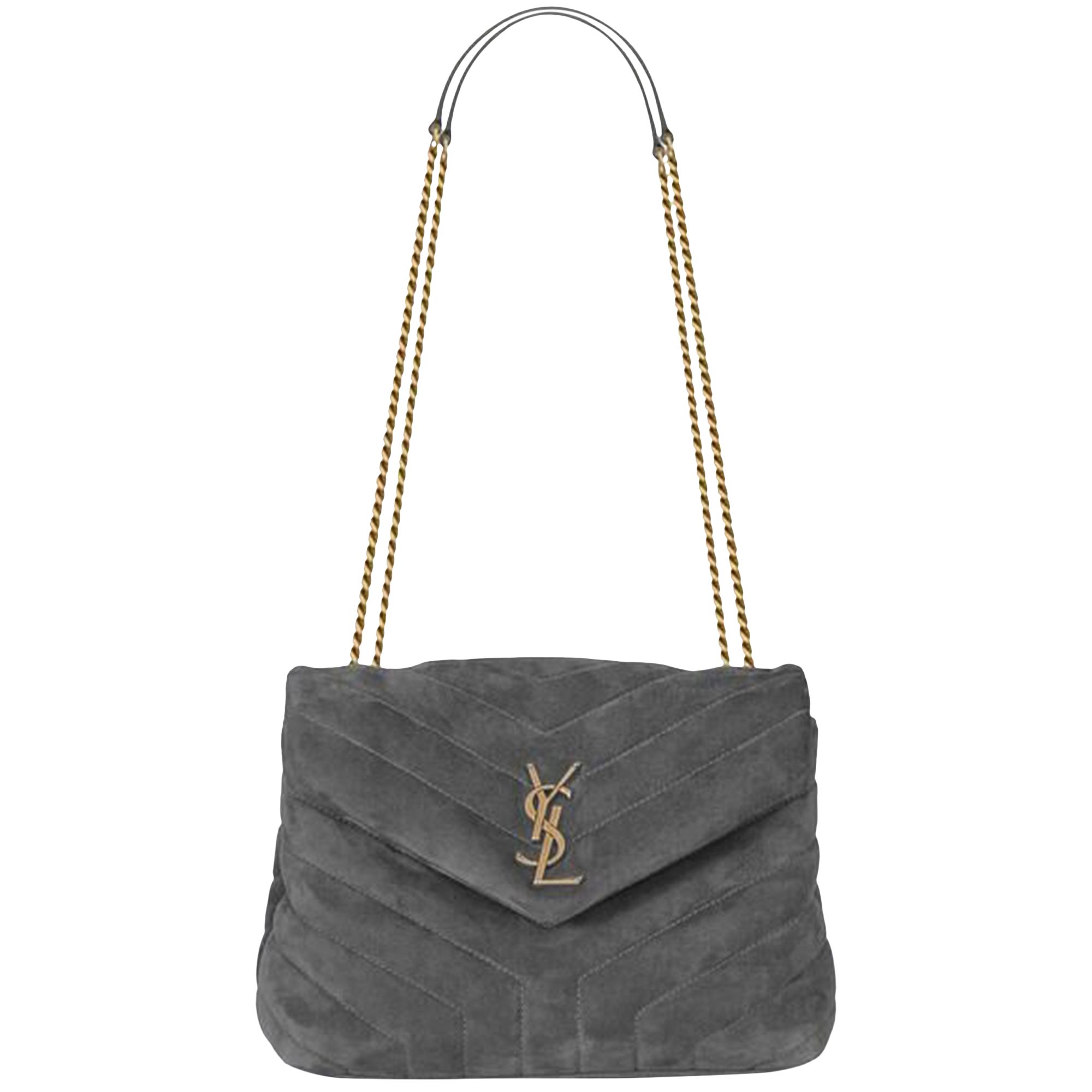 Pre-owned Saint Laurent Small Loulou Quilted Shoulder Bag 'storm' In Grey
