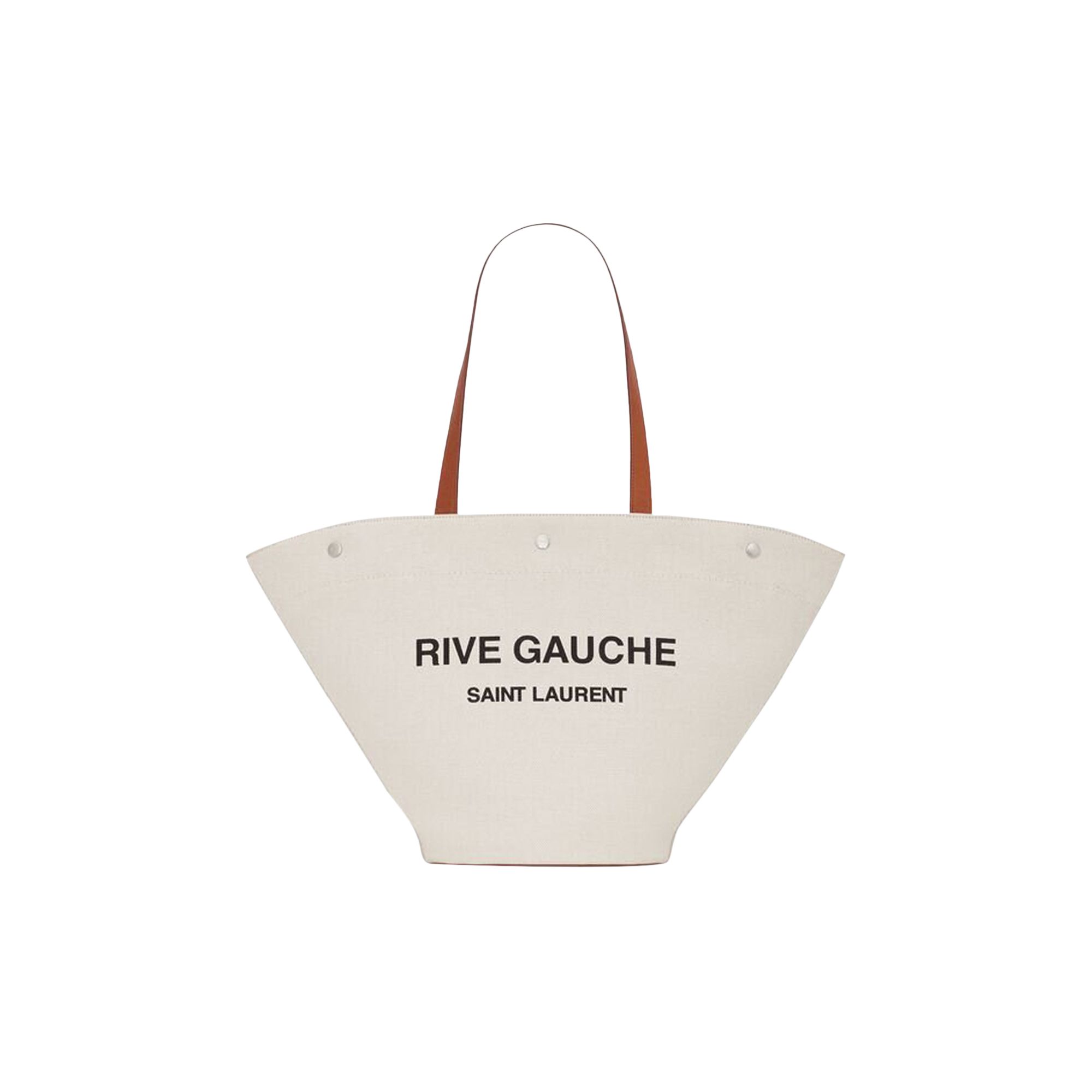 Pre-owned Saint Laurent Rive Gauche Tote Bag 'greggio/nero/brick' In Tan