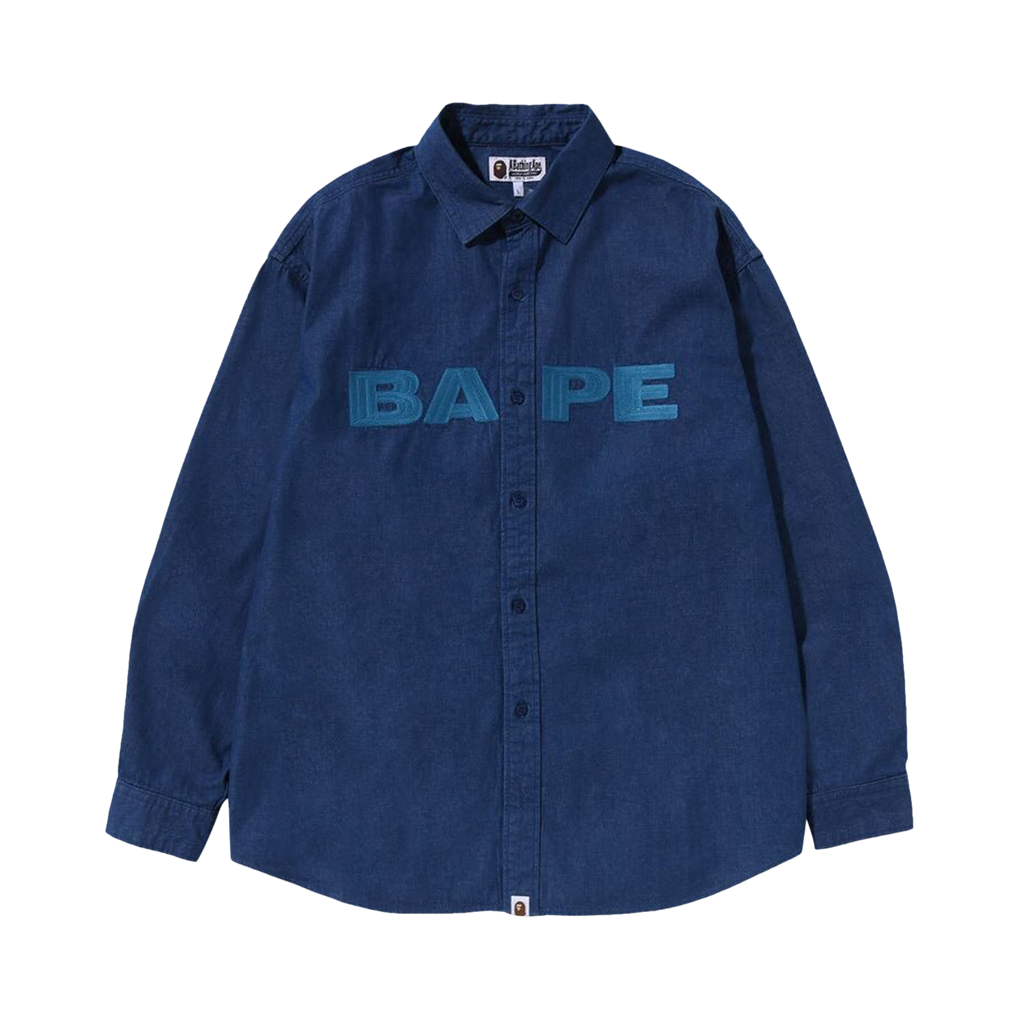 Pre-owned Bape Denim Loose Fit Shirt 'indigo' In Blue