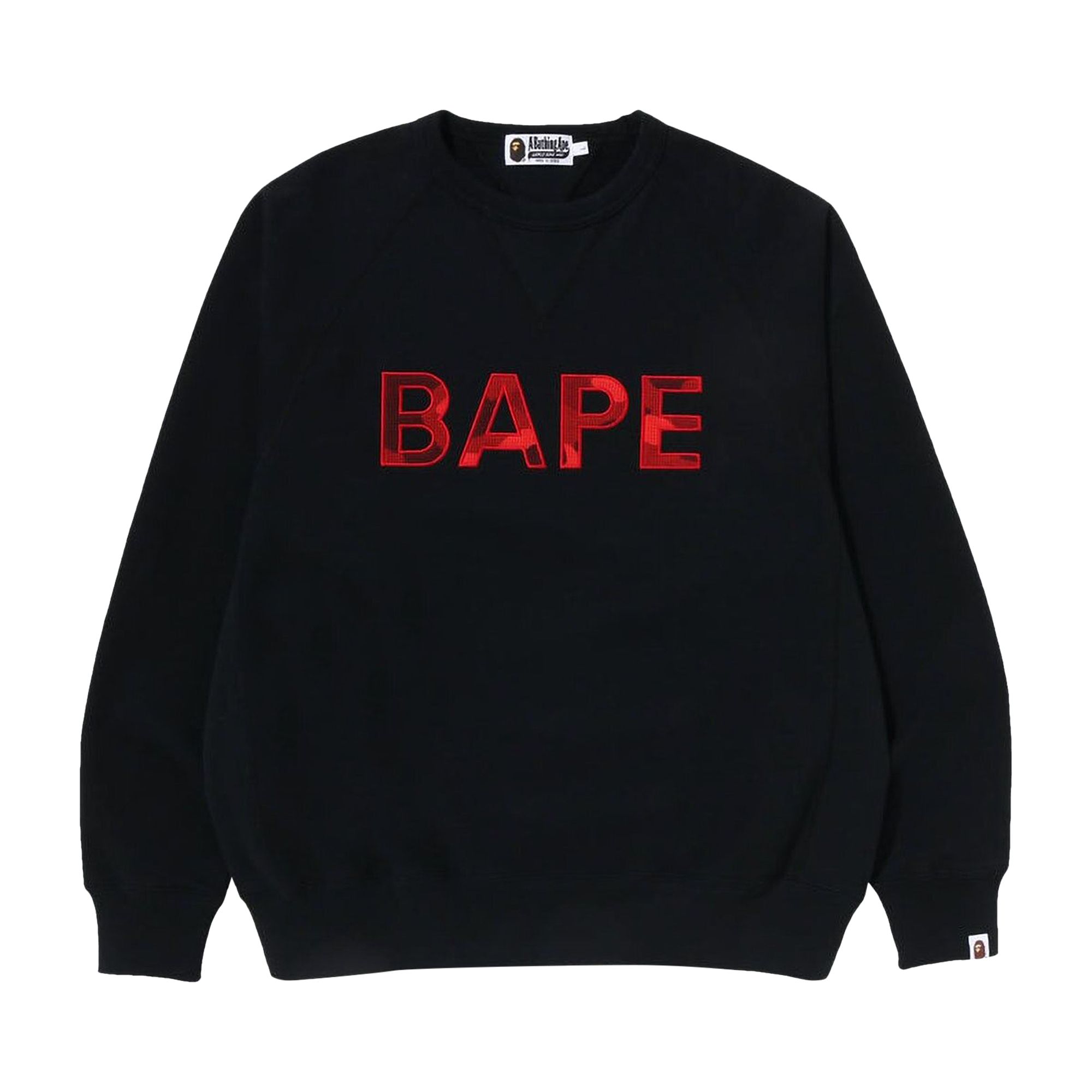 BAPE Patch Relaxed Fit Crewneck 'Black' | Men's Size 2XL