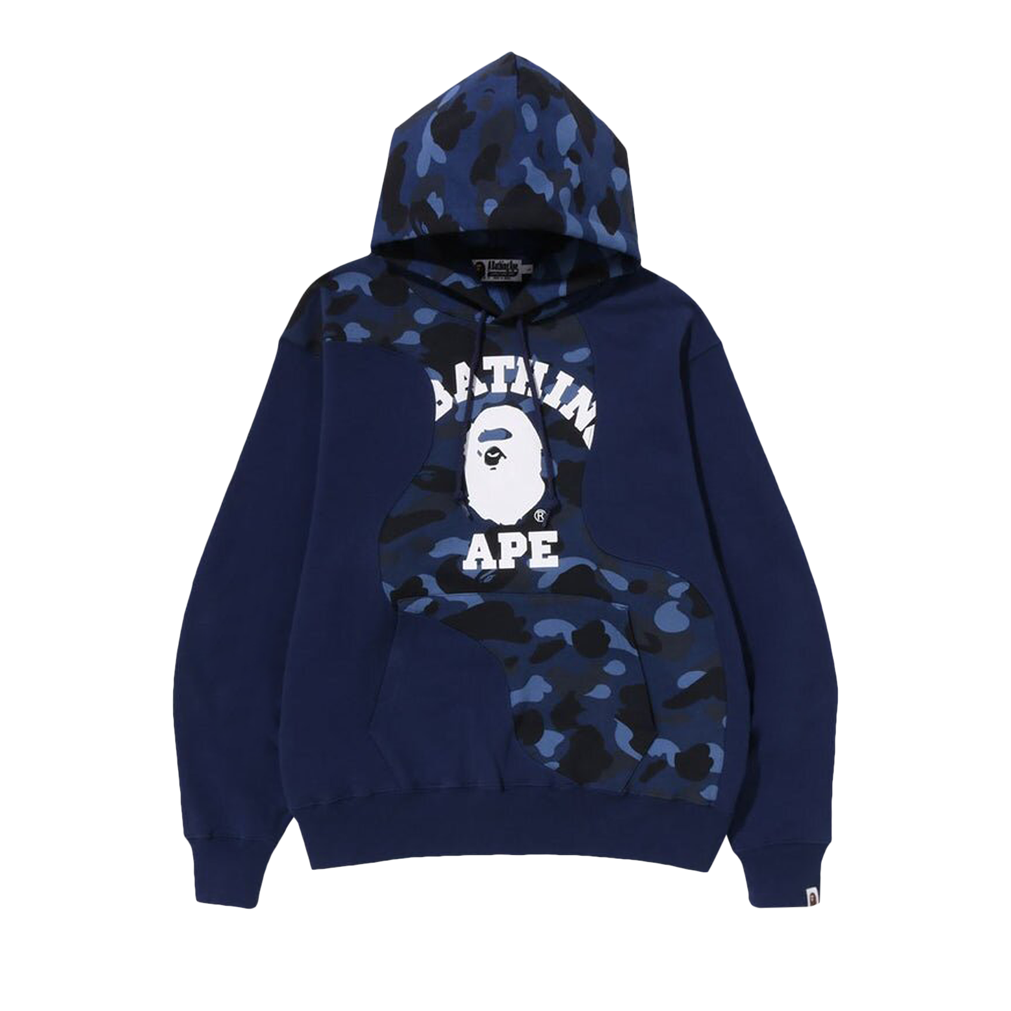Pre-owned Bape Color Camo College Cutting Relaxed Fit Hoodie 'navy' In Blue