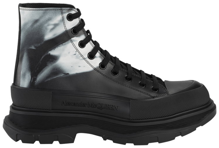 Alexander McQueen Tread Slick Boot Solarised Flower   Black