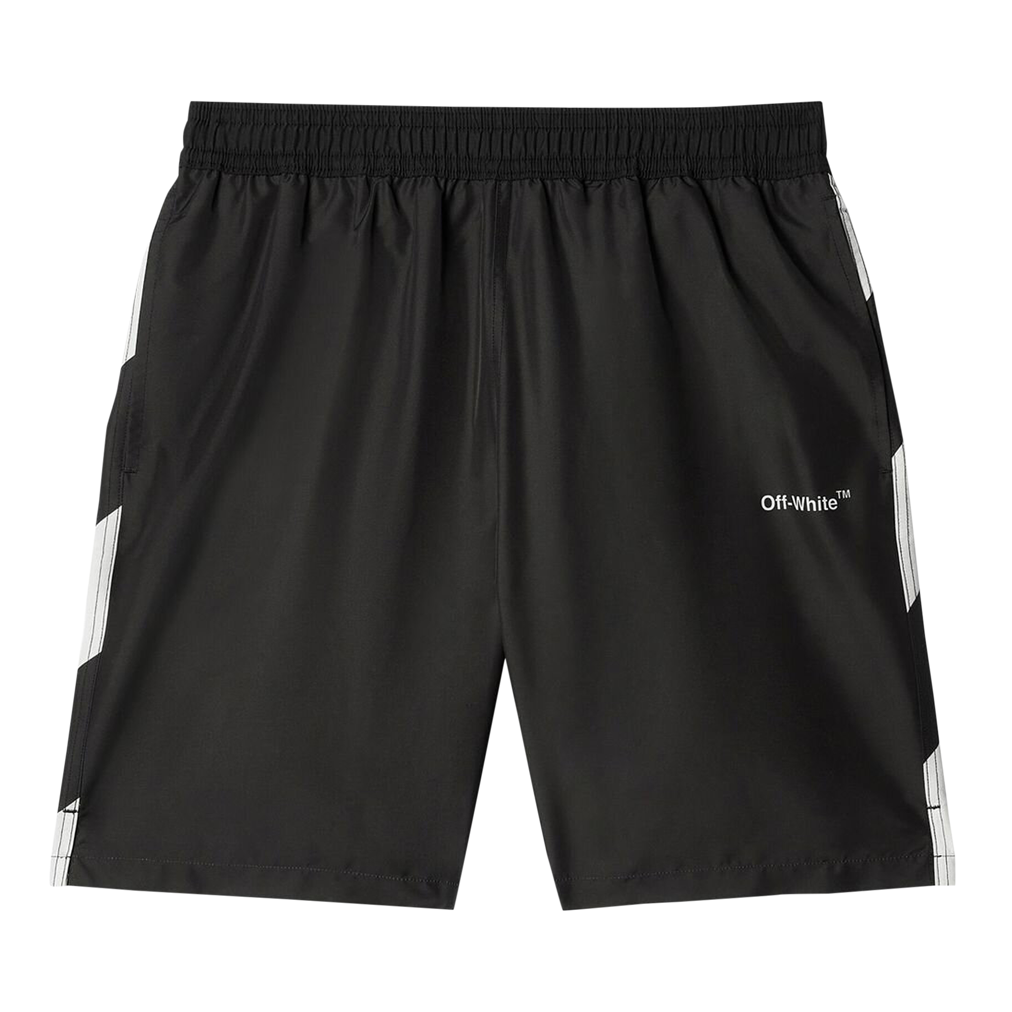 Pre-owned Off-white Diag Surfer Swimshorts 'black/white' In Multi-color