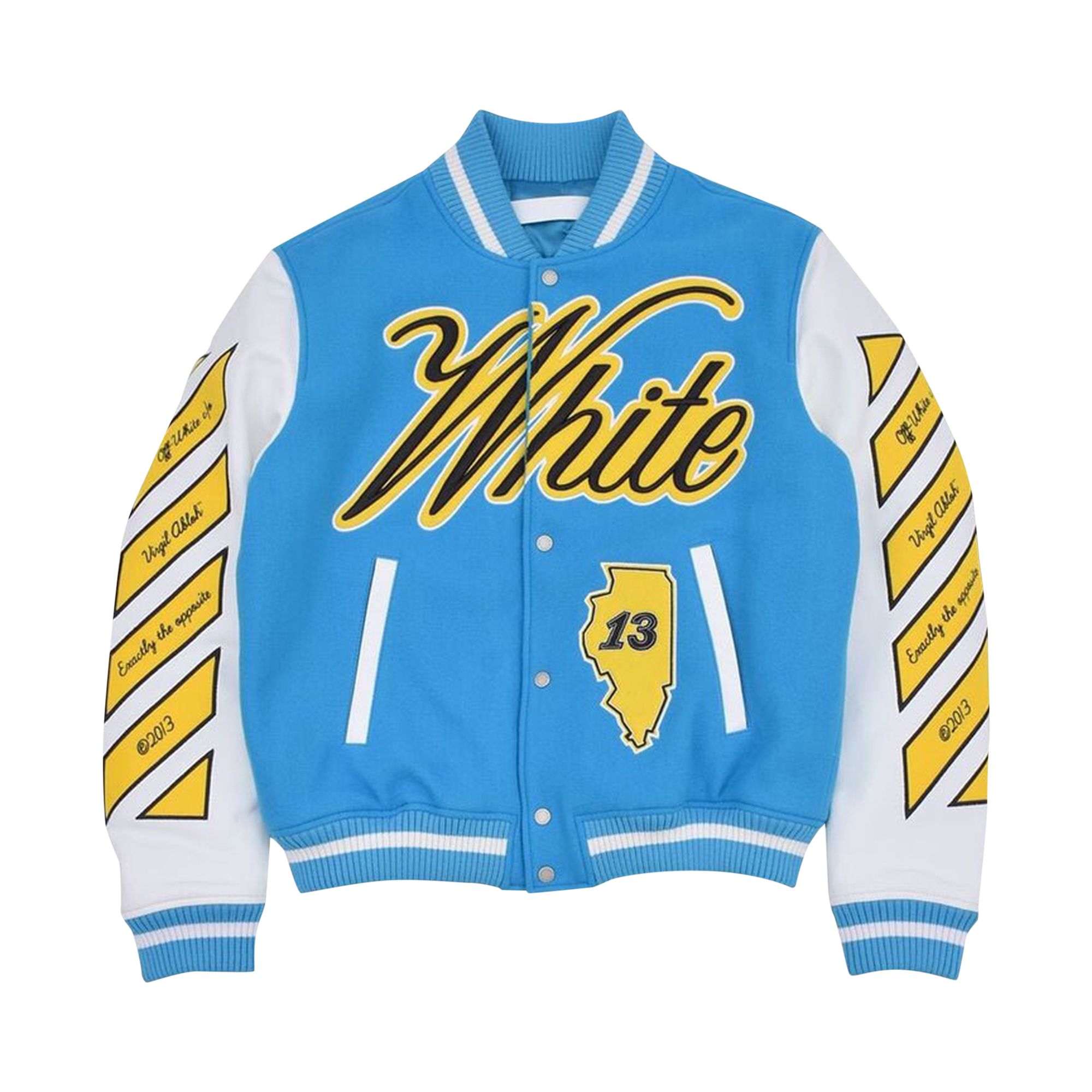 Pre-owned Off-white Vars World Leather Jacket 'turquoise/yellow' | Blue | Men's Size 50