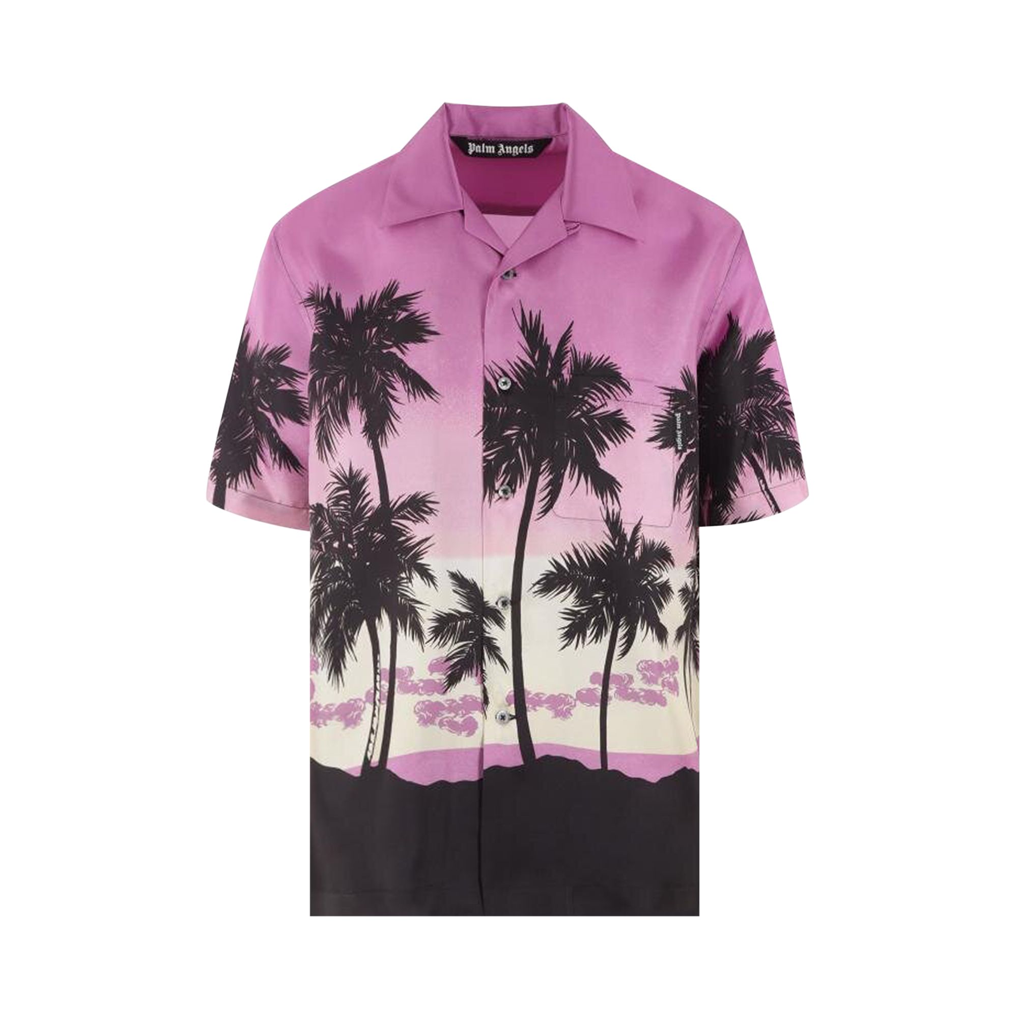 Pre-owned Palm Angels Palm Tree Print Silk Shirt 'purple/black' | Men's Size 48