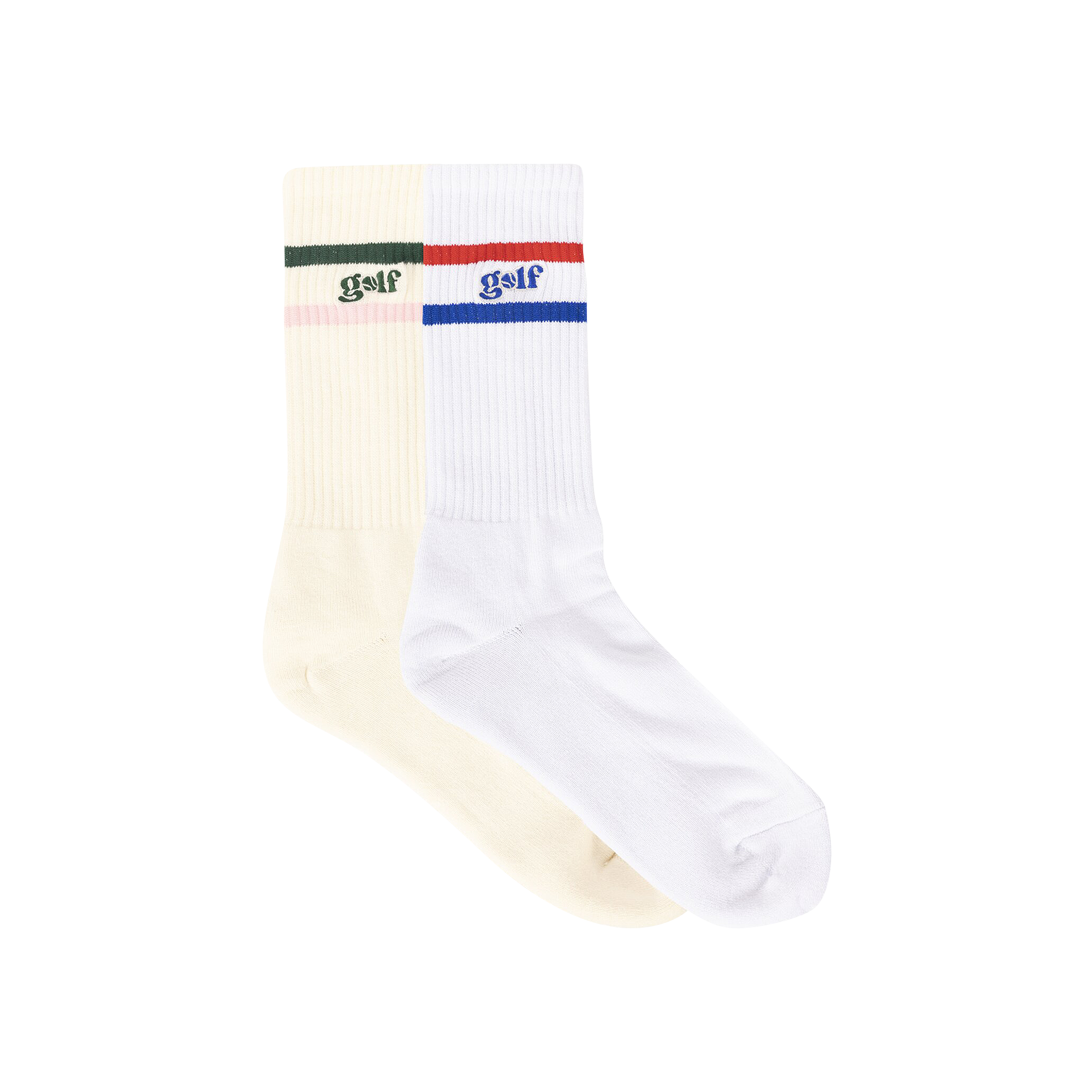 Pre-owned Golf Wang Match Point Sock (2 Pack) 'white Combo/antique White Combo' In Multi-color