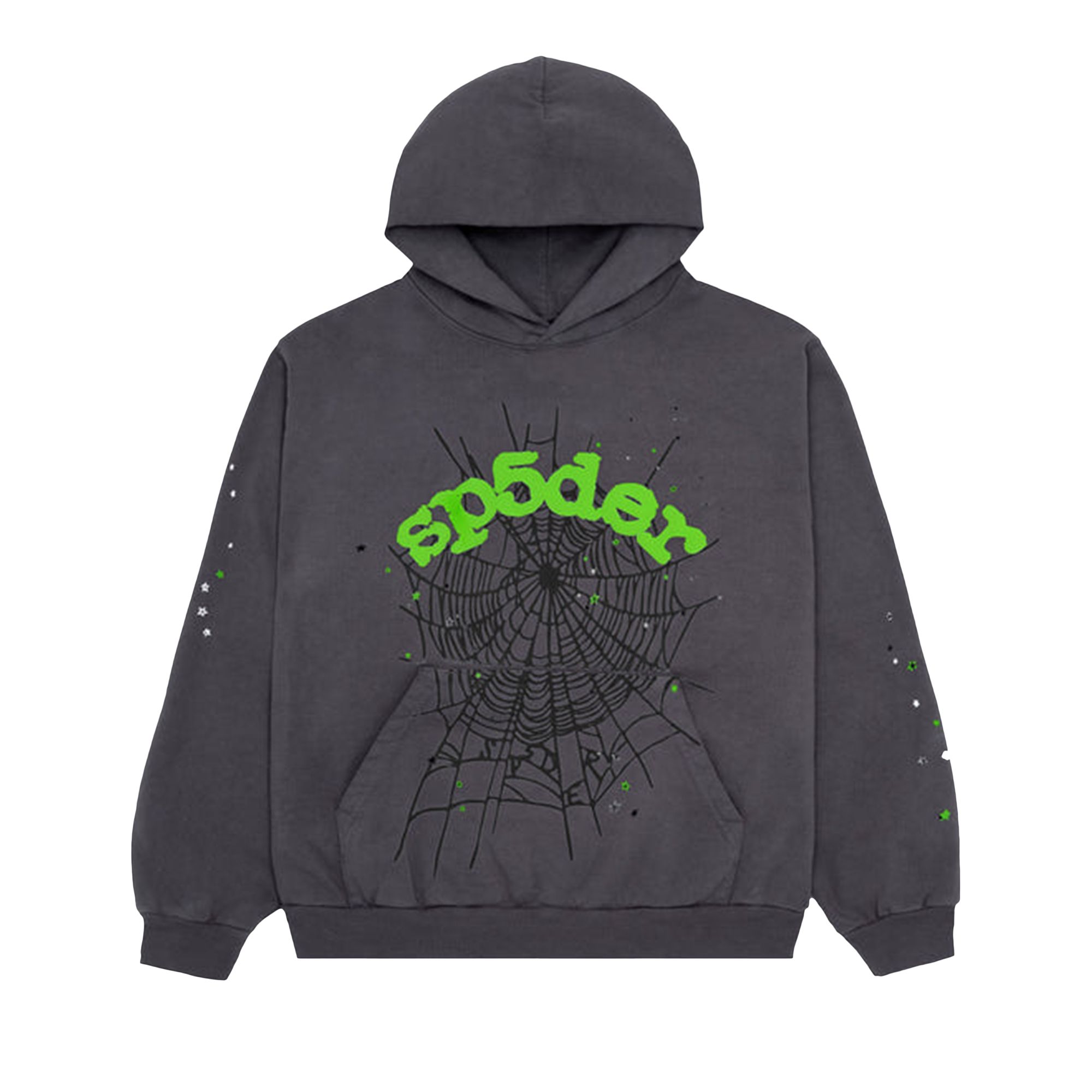 Pre-owned Sp5der Wait Web Hoodie 'slate Grey'