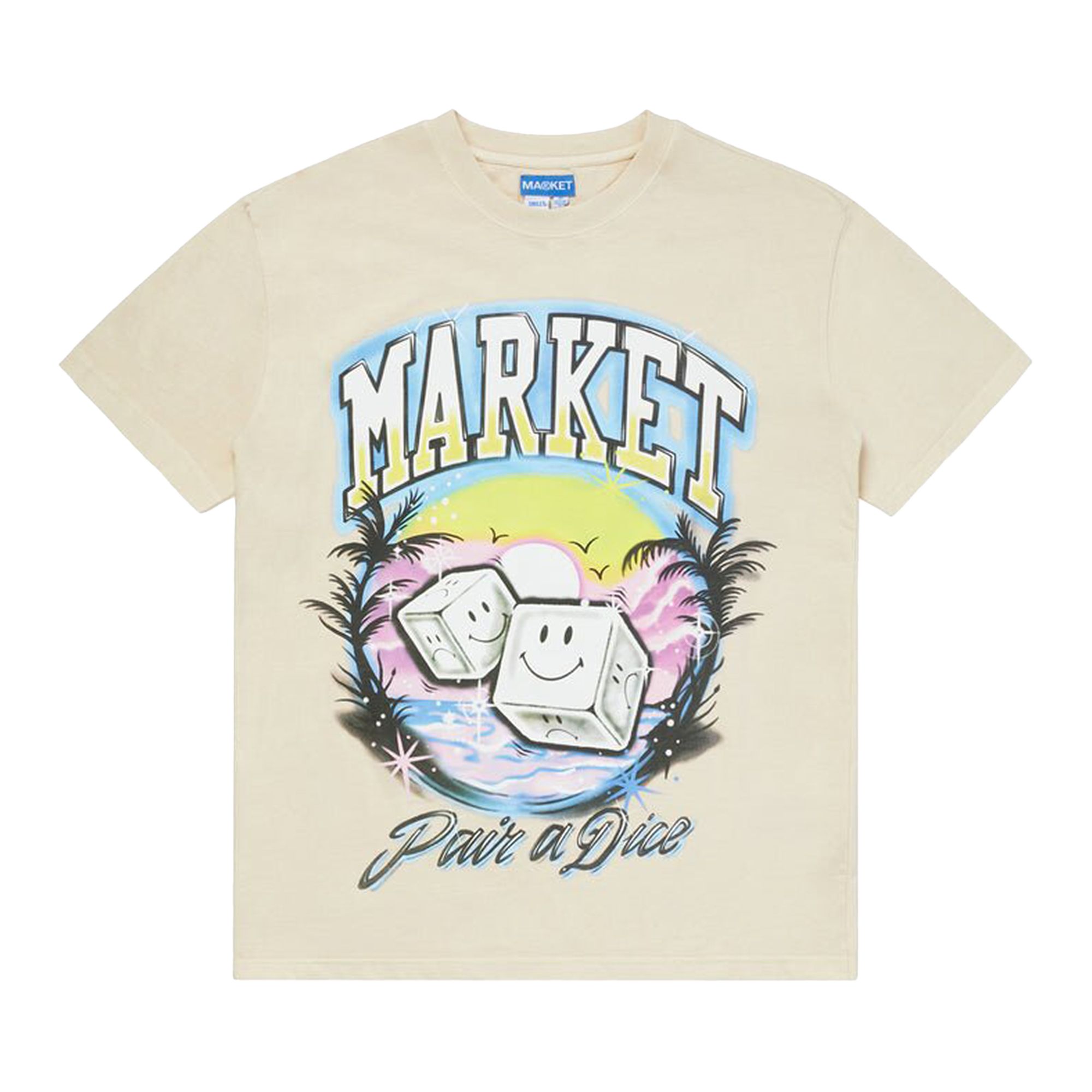 Pre-owned Market Smiley Pair Of Dice T-shirt 'ecru' | Cream | Men's Size Xl