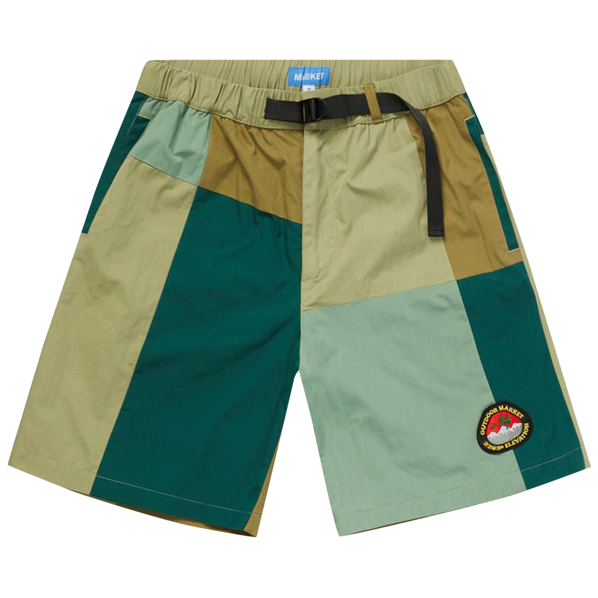 Pre-owned Market Gorp Patchwork Tech Shorts 'eden' In Green