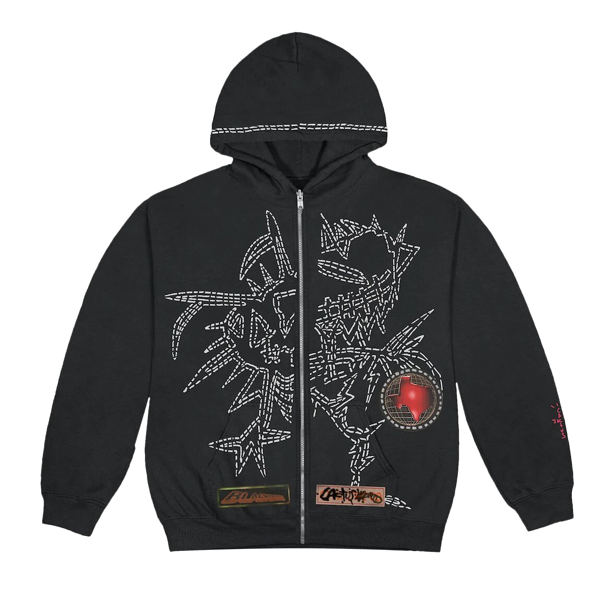 Pre-owned Cactus Jack By Travis Scott Blackout Zip Up Hoodie 'black'