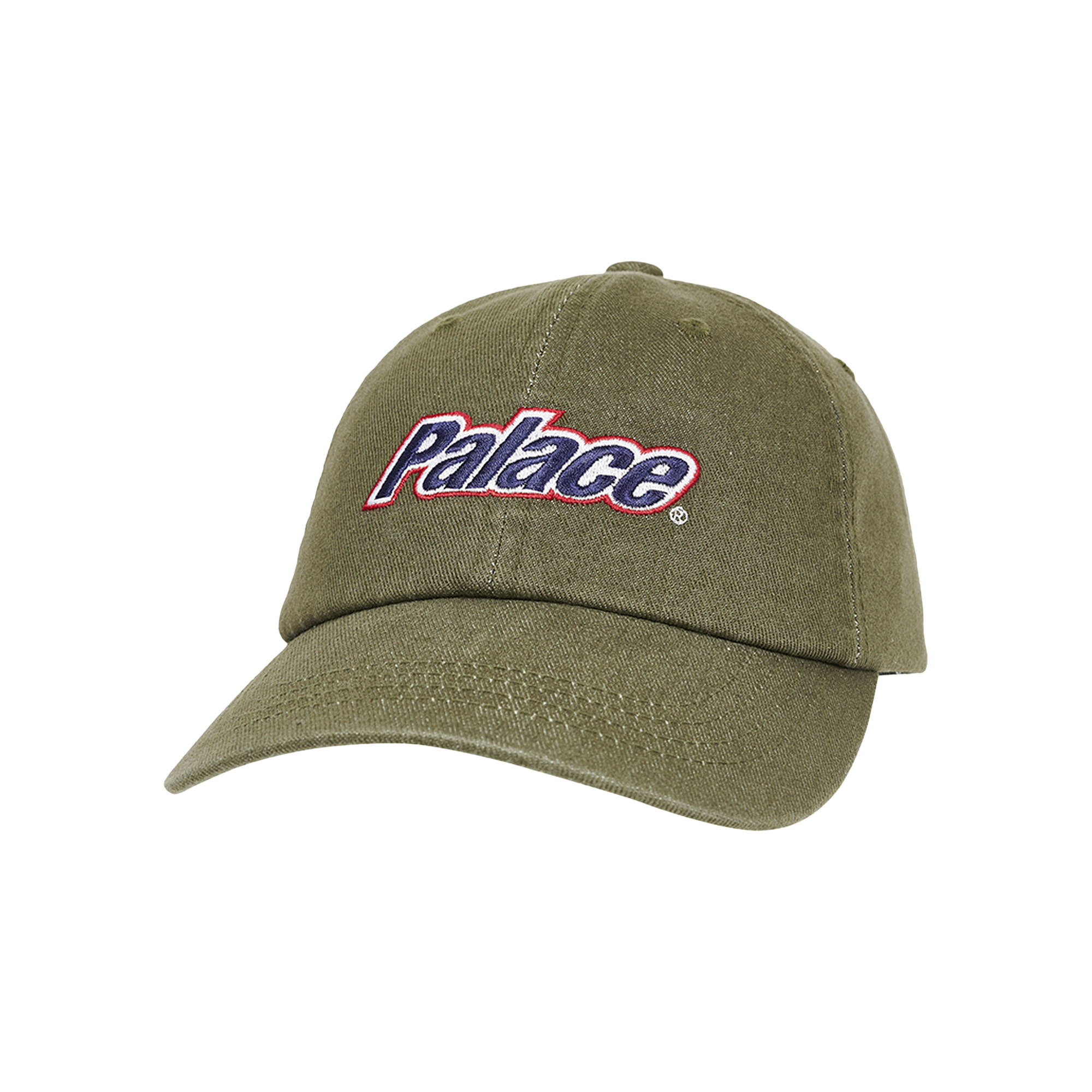Pre-owned Palace Lowercase Washed Denim 6 Panel 'olive' In Green