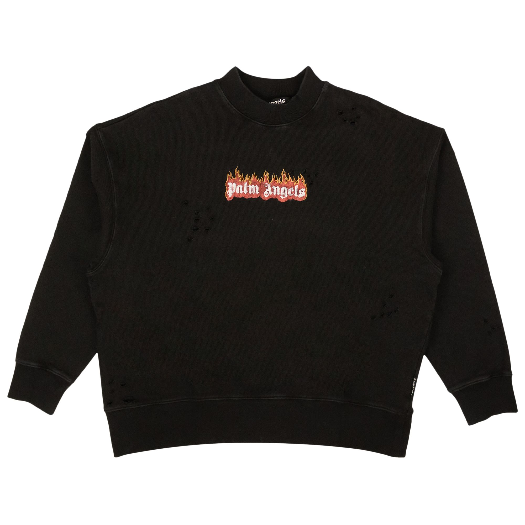 Palm Angels Burning Logo Crewneck 'Black/White' | Men's Size XL