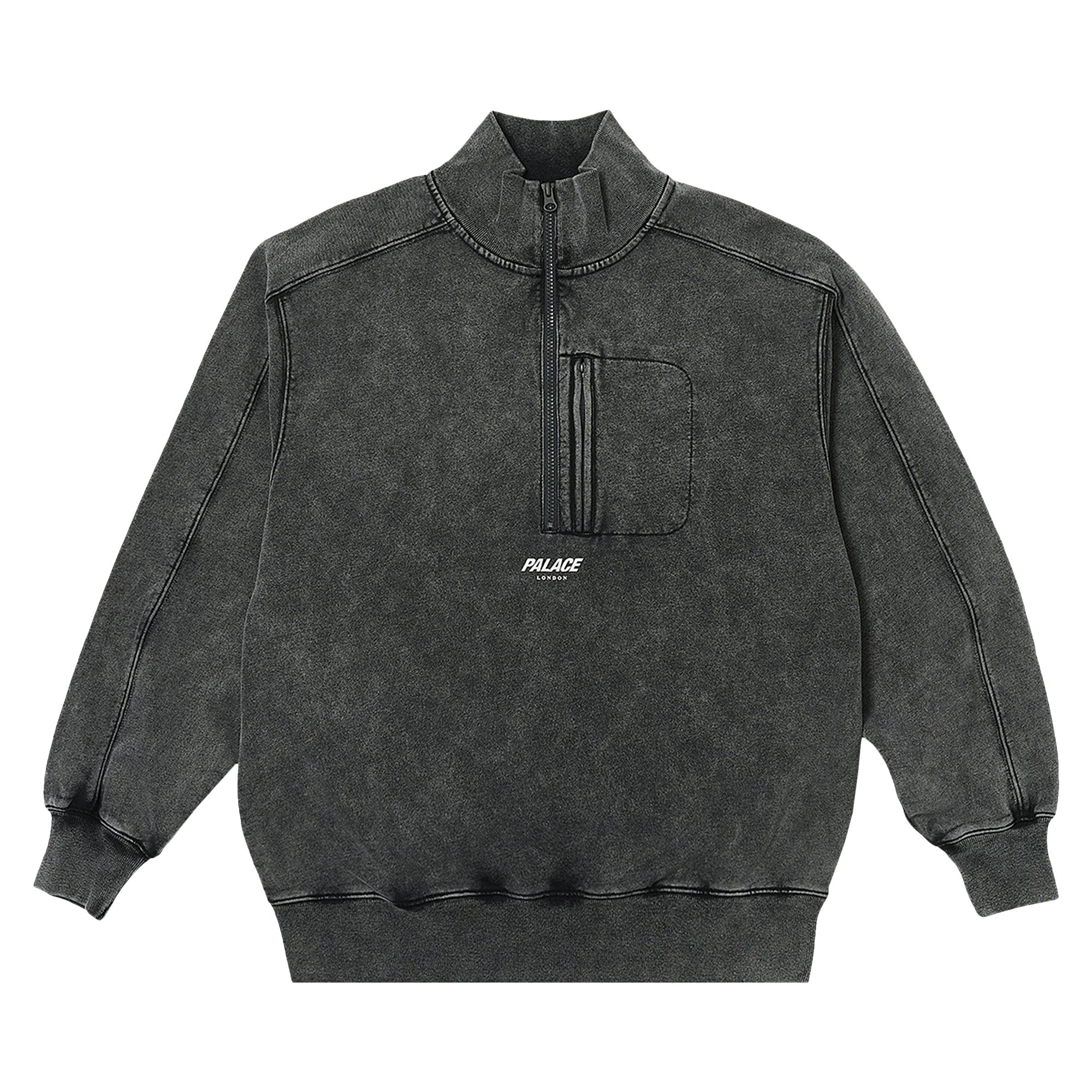 Palace Washed Terry 1/2 Zip Funnel 'Black' | Men's Size L