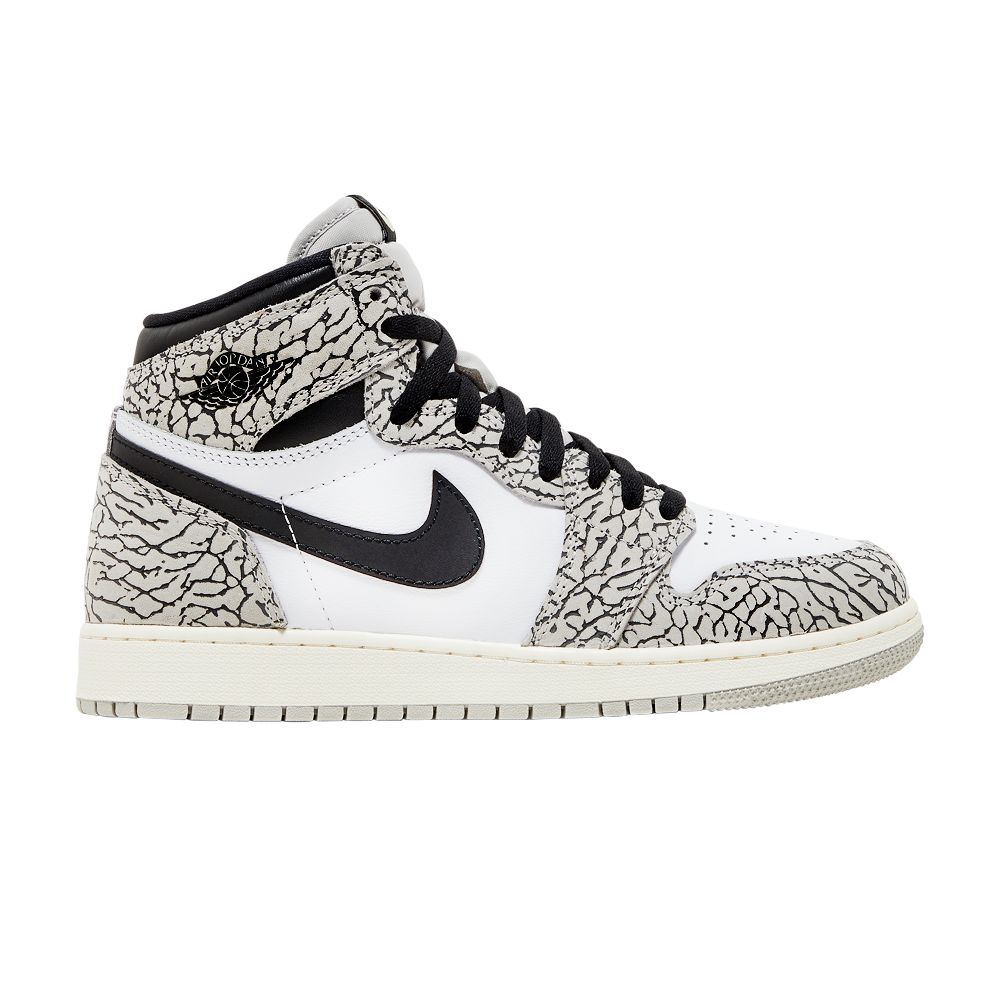 Pre-owned Air Jordan 1 Retro High Og Gs 'white Cement' | Grey | Kid's Size 6