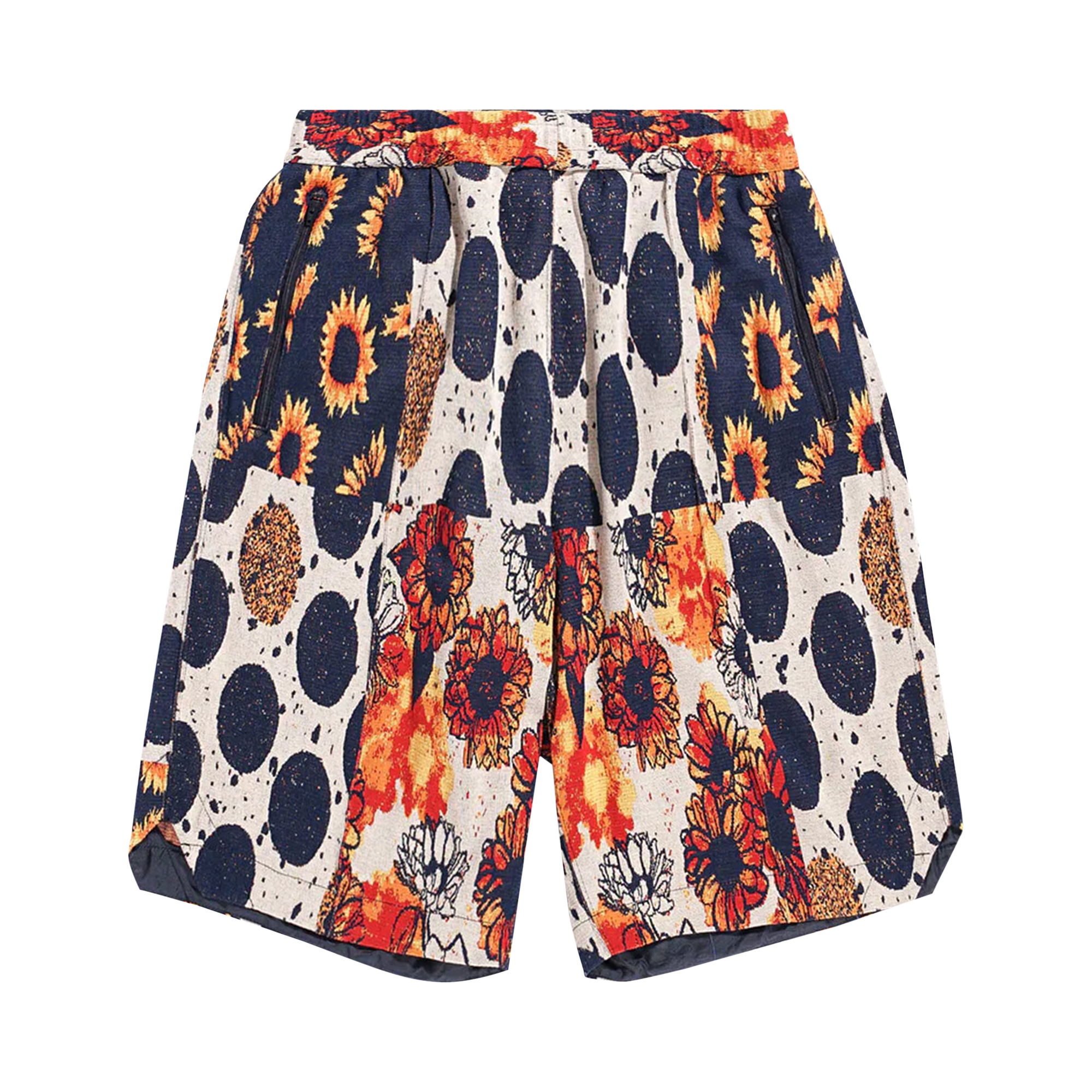 Pre-owned Engineered Garments Bb Shorts 'red/navy Sunflower' In Multi-color