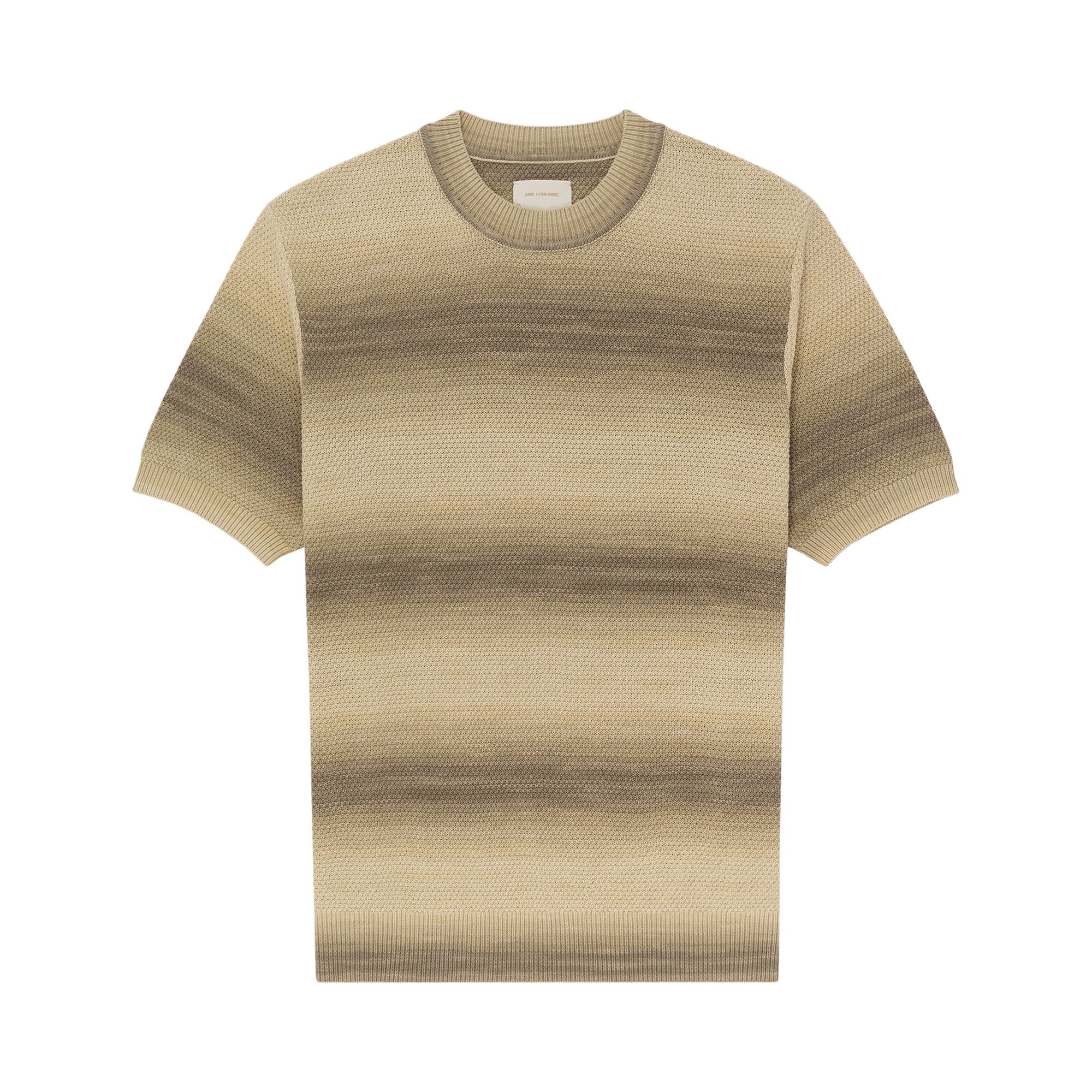 Pre-owned Aimé Leon Dore Ombré Sweater Tee 'laurel Oak' | Tan | Men's Size Xs