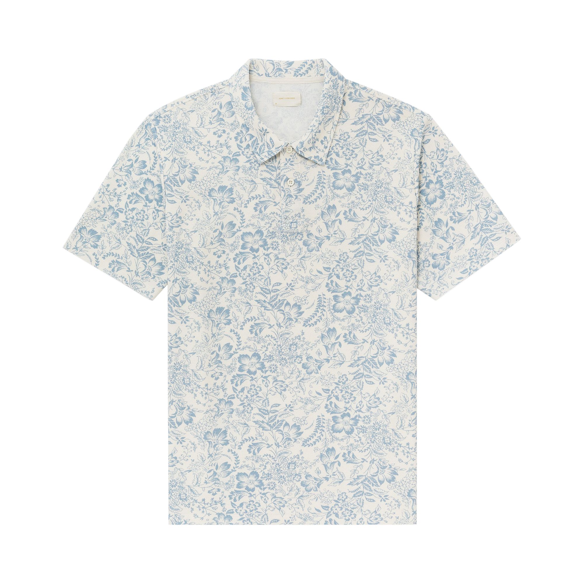 Pre-owned Aimé Leon Dore Printed Piqué Polo 'blue Floral' | Multi-color | Men's Size Xl