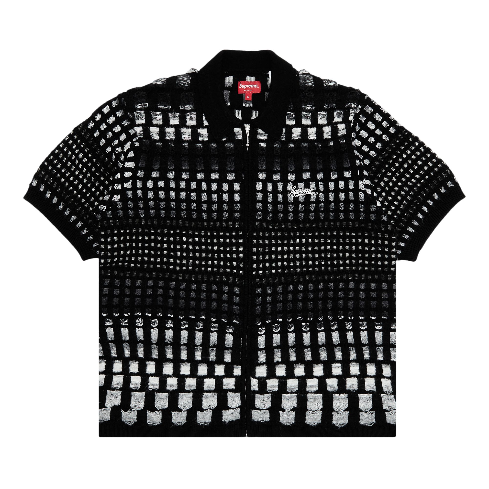 Pre-owned Supreme Gradient Grid Zip Up Polo 'black'