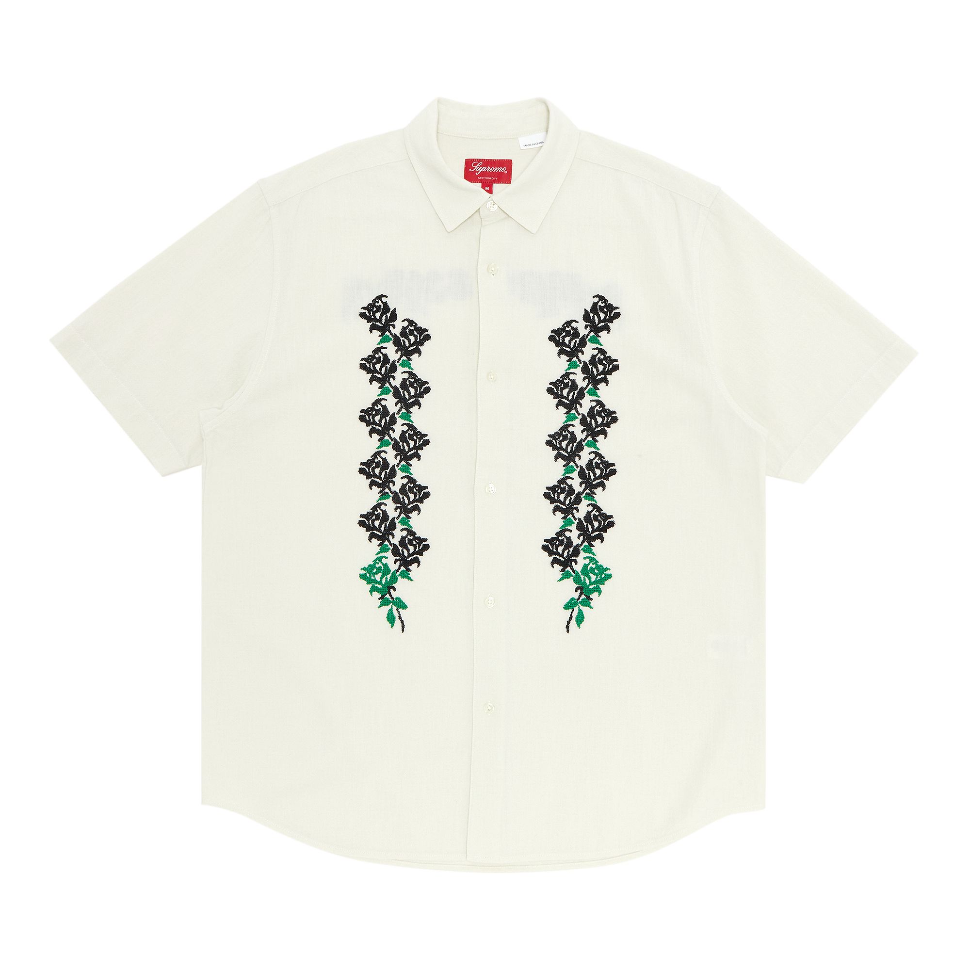 Pre-owned Supreme Needlepoint Short-sleeve Shirt 'white' | Men's Size M