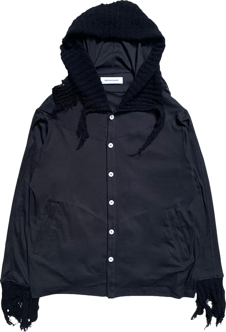 Buy Kiko Kostadinov Cedid Hooded Shirt 'Sable Black/Midnight Black 