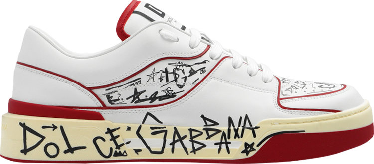 Dolce & Gabbana New Roma Low 'Allover Graffiti - White Dark Red'