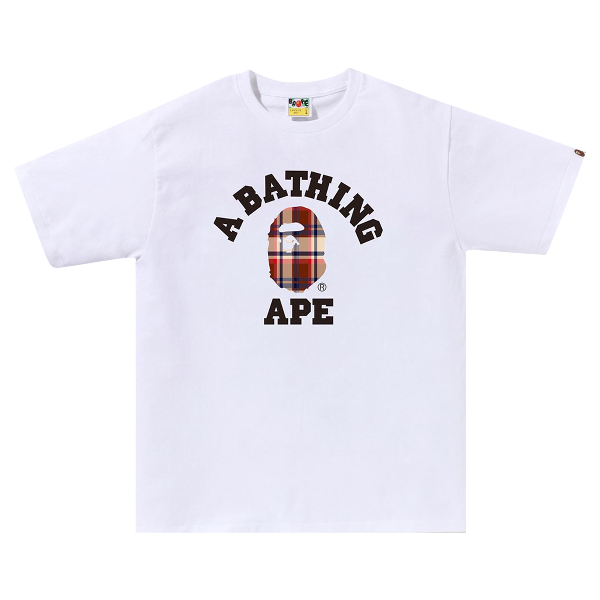 Pre-owned Bape Check College Tee 'white/red'