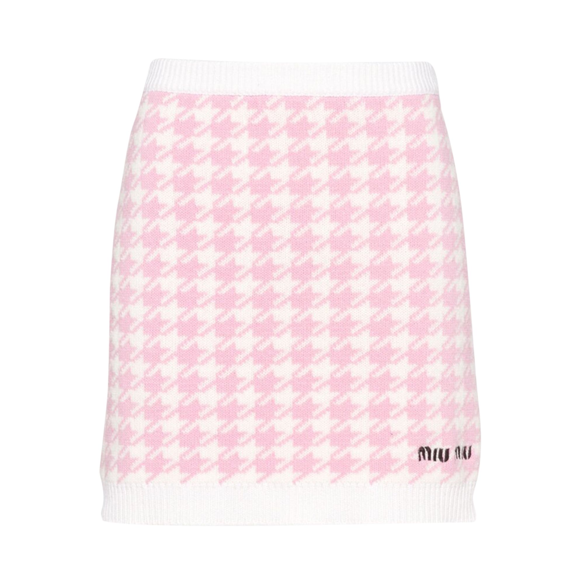 Pre-owned Miu Miu Cashmere Knit Mini Skirt 'white/pink' | Women's Size 42