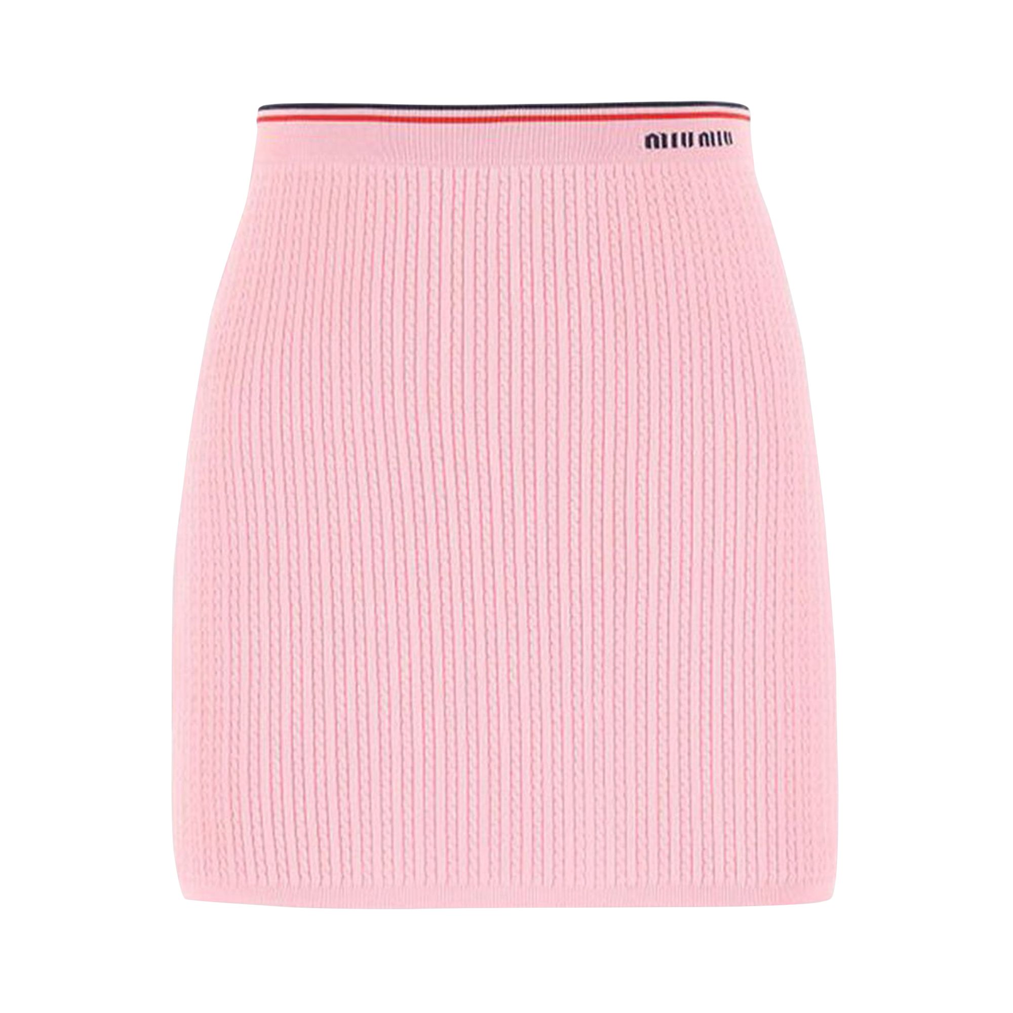 Pre-owned Miu Miu Viscose Logo Mini Skirt 'pink' | Women's Size 42