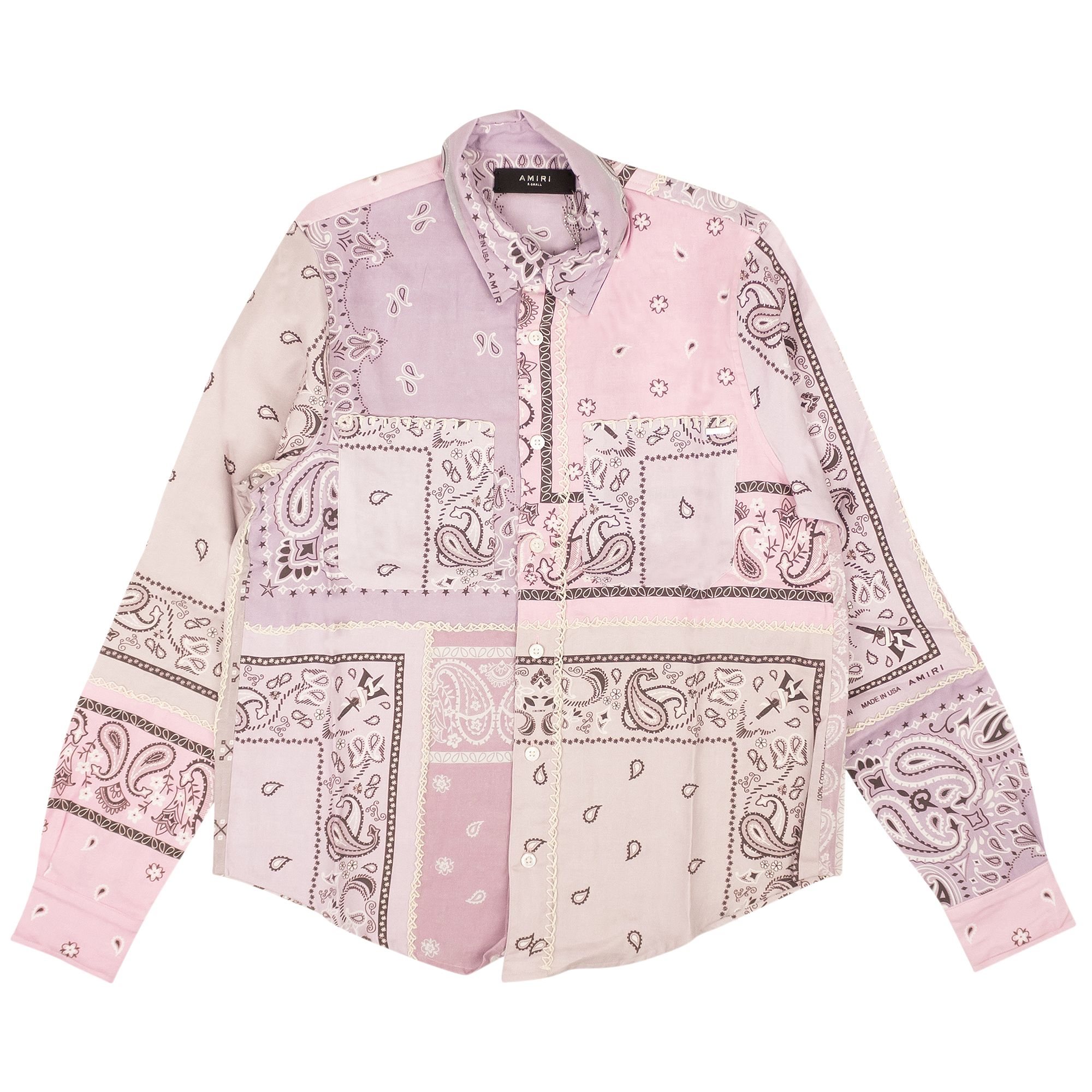 Amiri Bandana Reconstructed Flannel Shirt 'Lavender' | Purple | Women's Size S