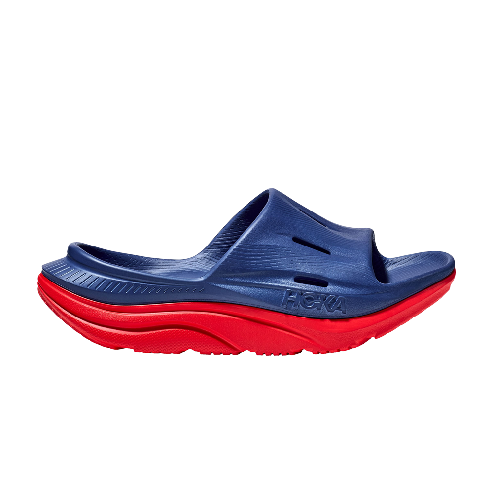 Pre-owned Hoka One One Ora Recovery Slide 3 'bellwether Blue Red Alert'