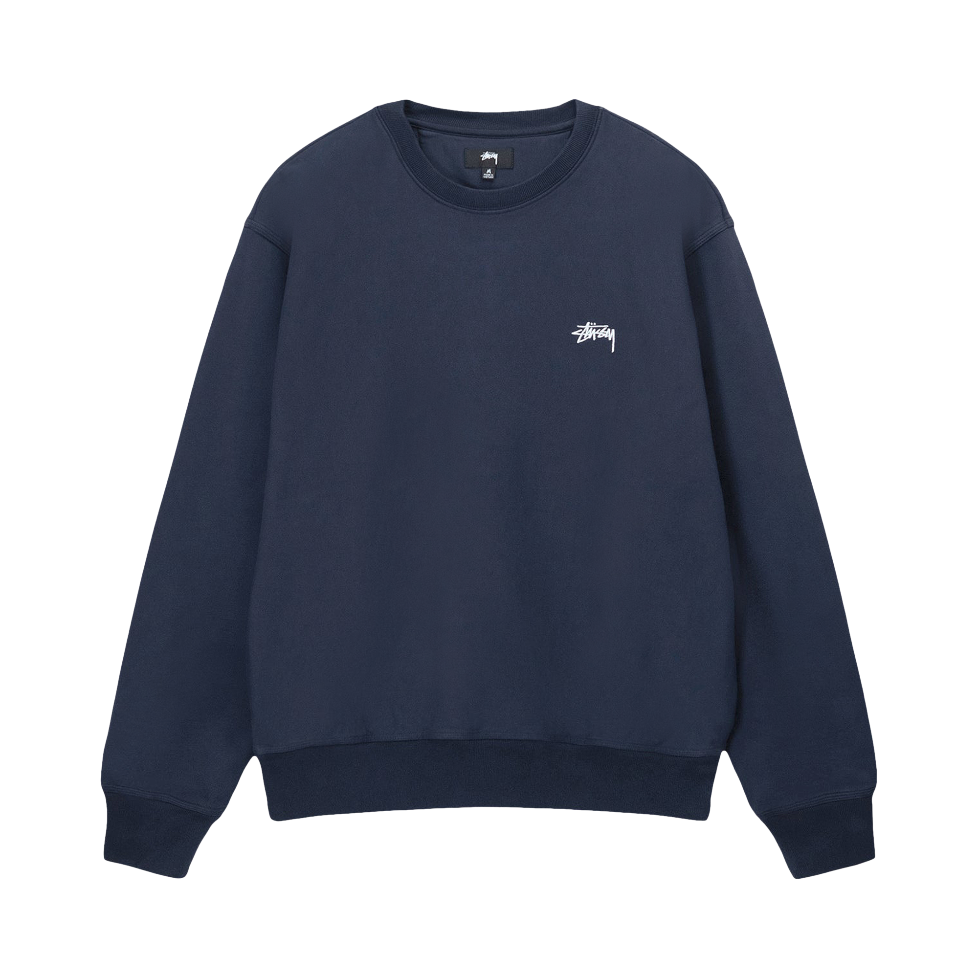 Pre-owned Stussy Overdyed Stock Logo Crew 'navy' In Blue