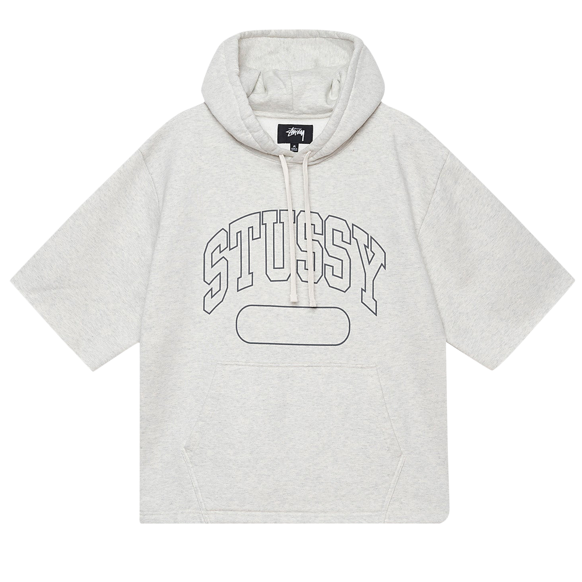 Pre-owned Stussy Short-sleeve Boxy Cropped Hoodie 'ash Heather' In Grey