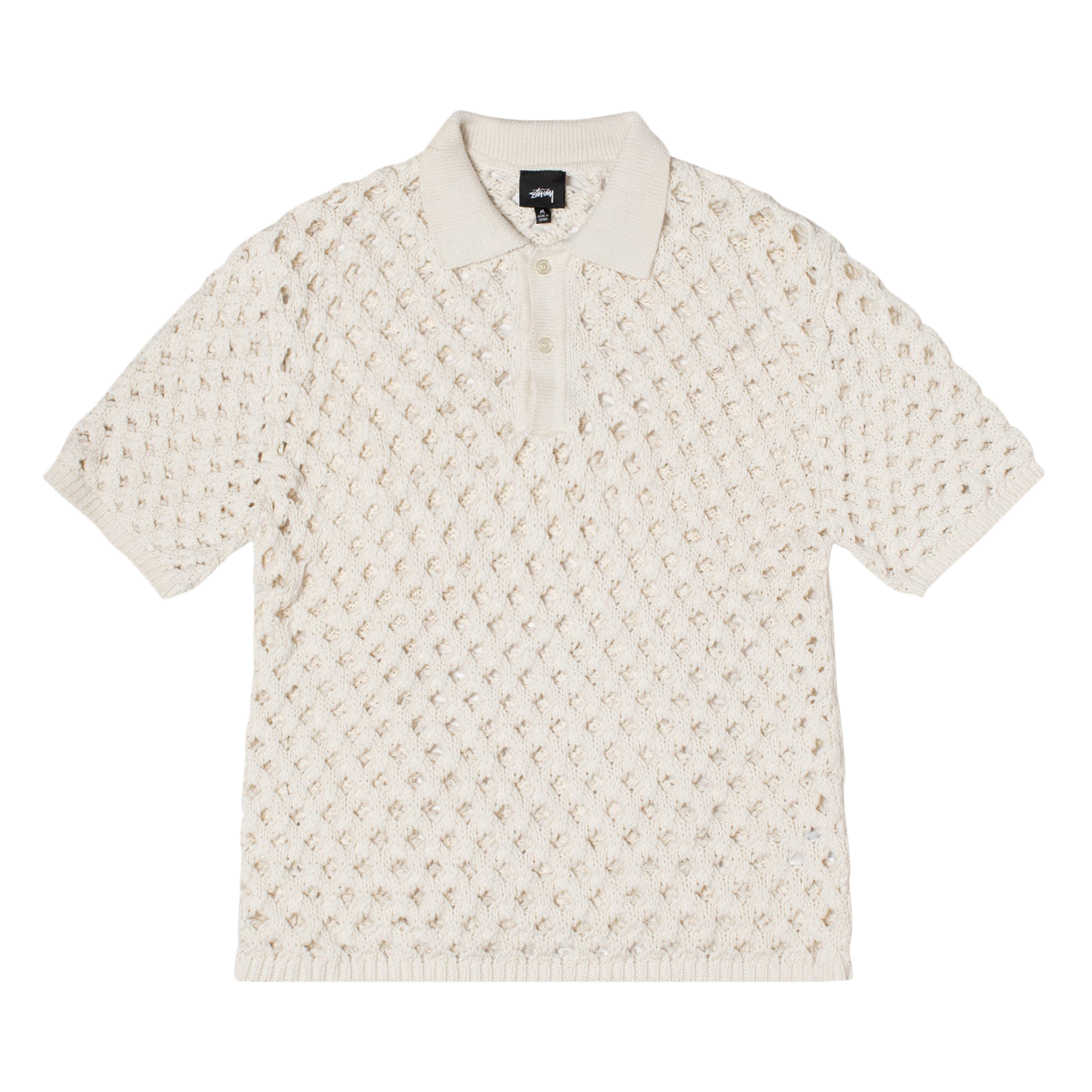 Pre-owned Stussy Big Mesh Polo Sweater 'ivory' In Cream