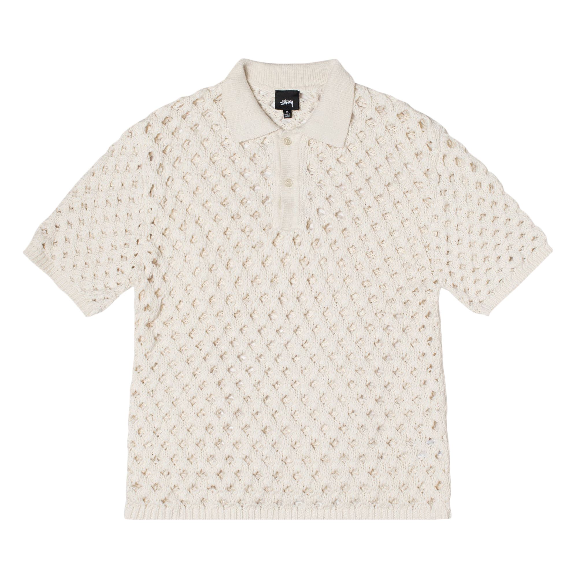 Pre-owned Stussy Big Mesh Polo Sweater 'ivory' In Cream