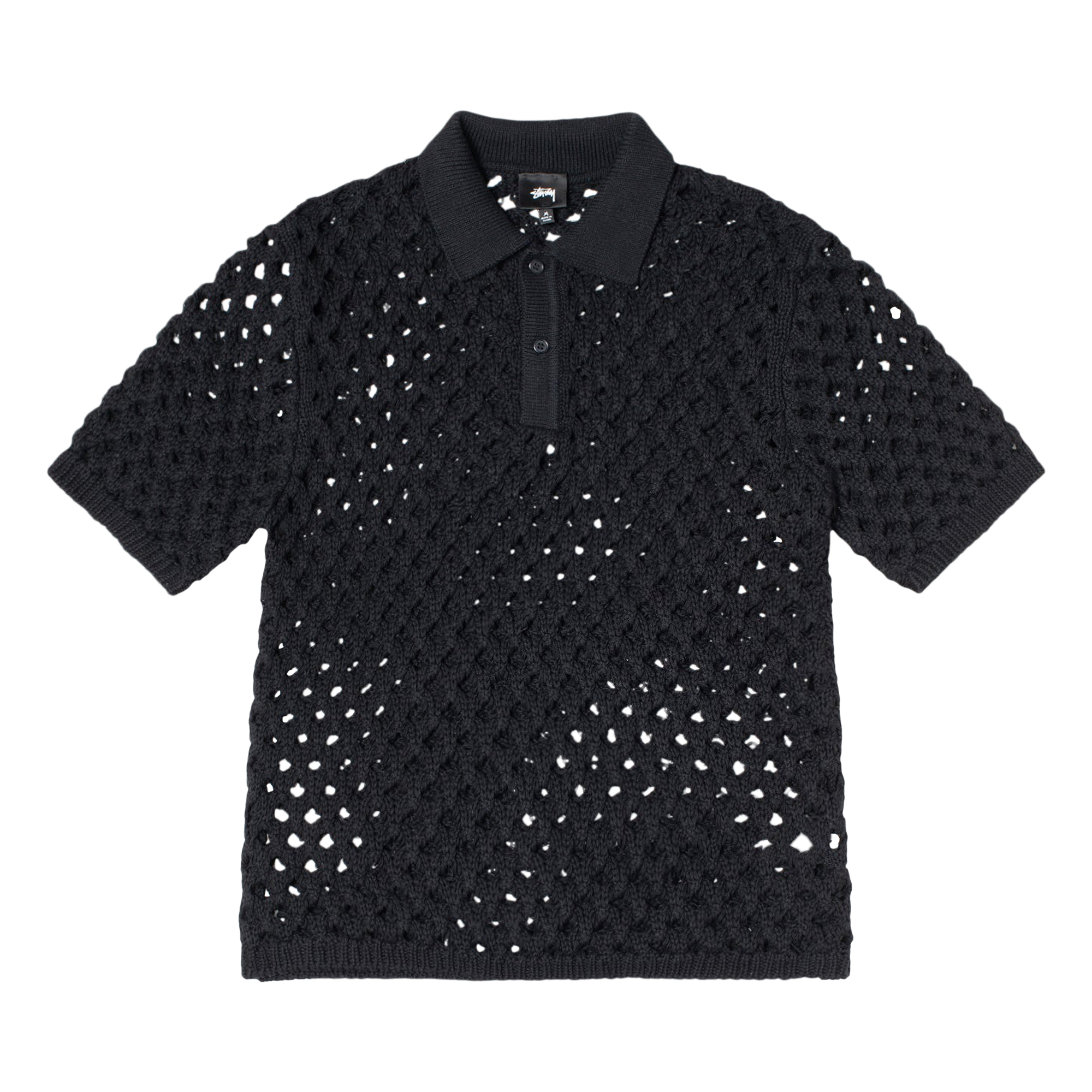 Pre-owned Stussy Big Mesh Polo Sweater 'black'