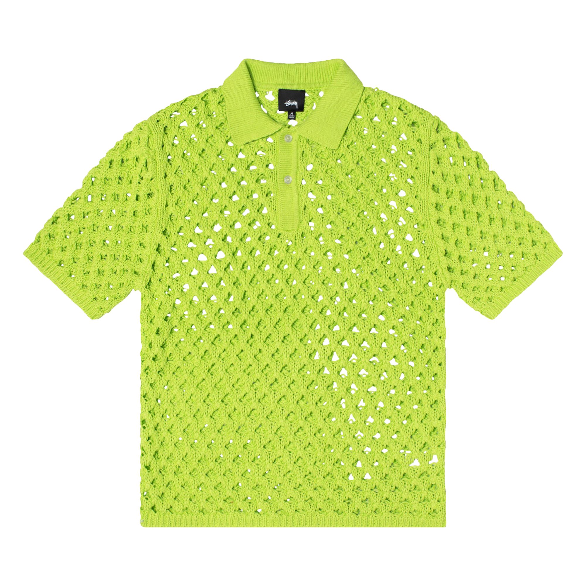 Stussy Big Mesh Polo Sweater 'Lime' | Green | Men's Size M