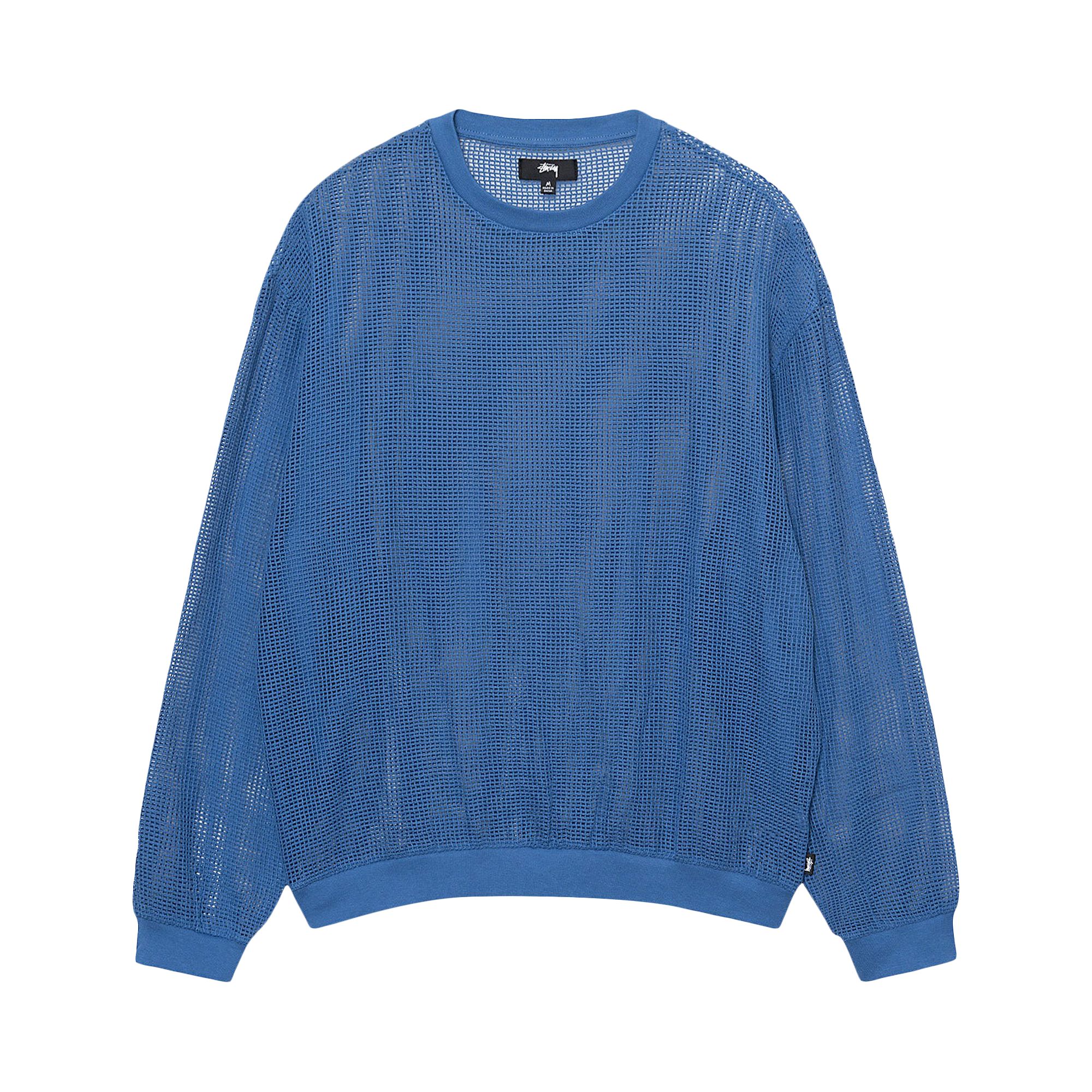 Stussy Mesh Long-Sleeve Crew 'Ocean Blue' | Men's Size L