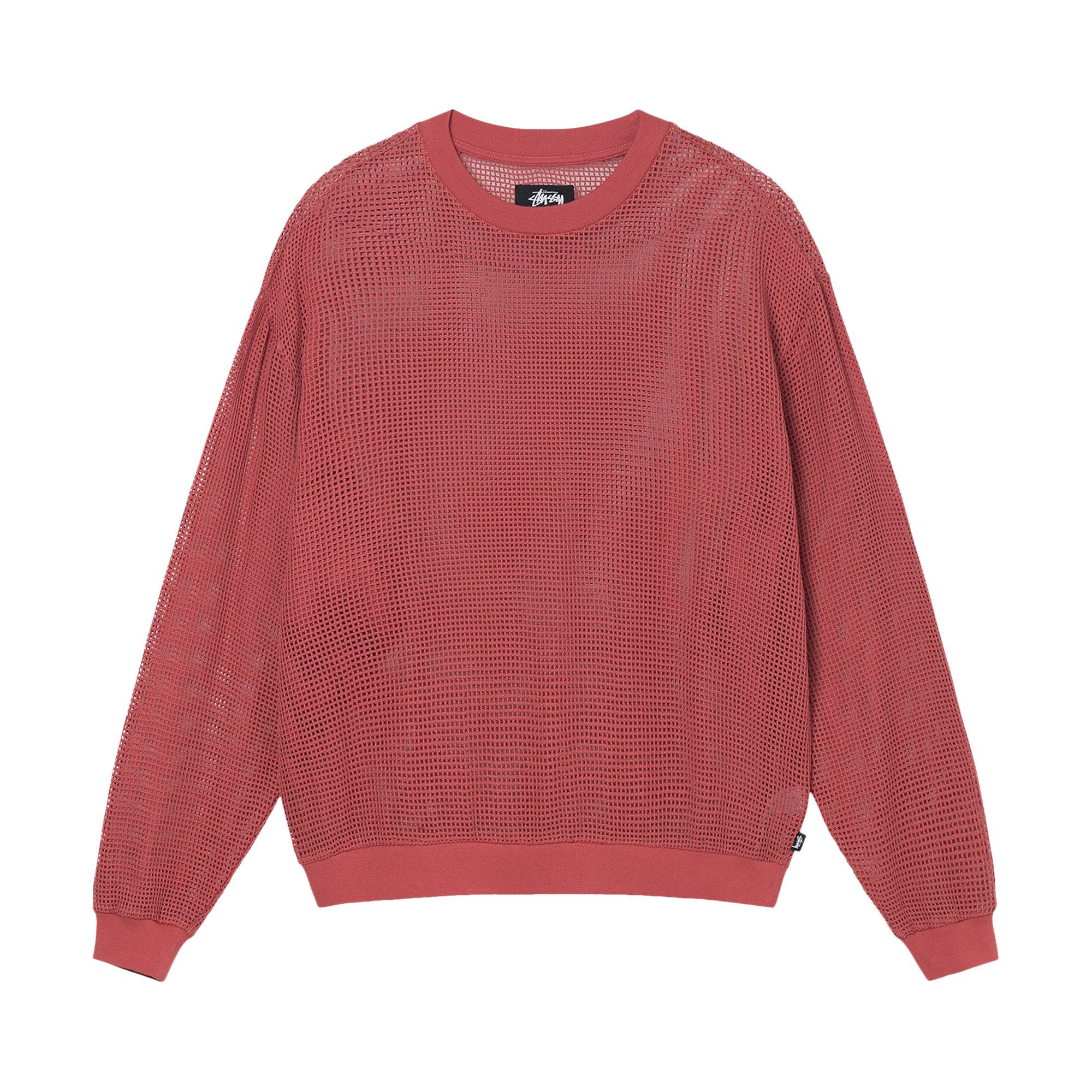Pre-owned Stussy Mesh Long-sleeve Crew 'red'