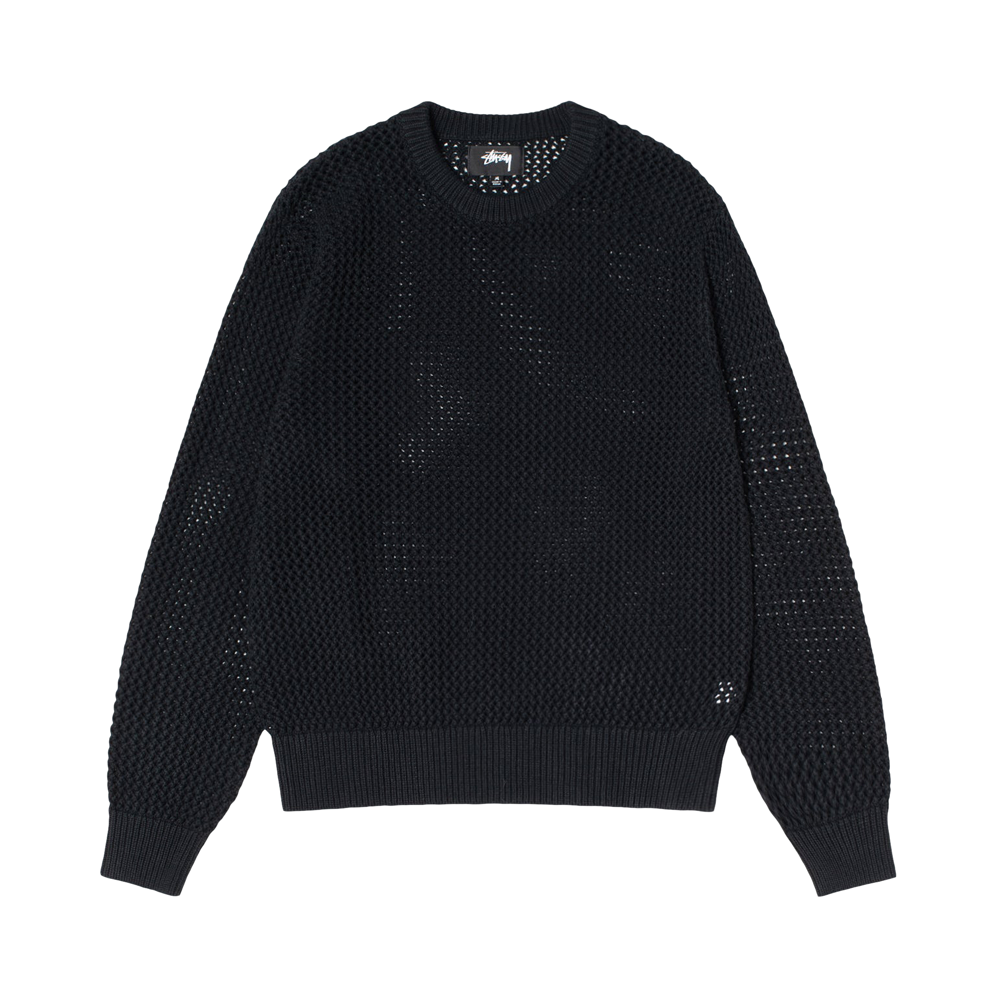 Pre-owned Stussy Pigment Dyed Loose Gauge Sweater 'solid Black'