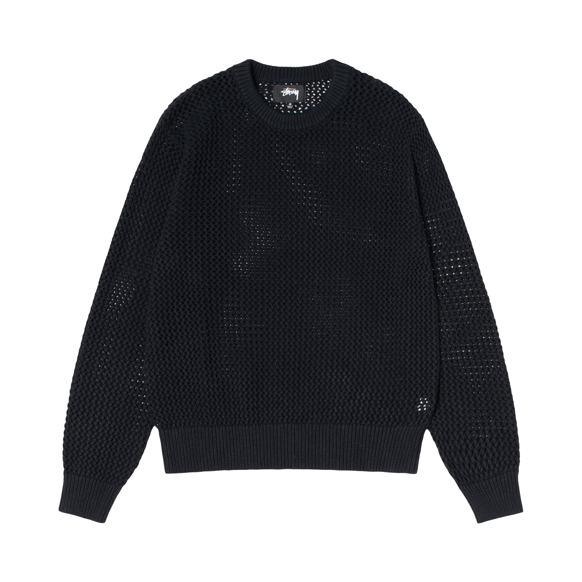 Pre-owned Stussy Pigment Dyed Loose Gauge Sweater 'solid Black'