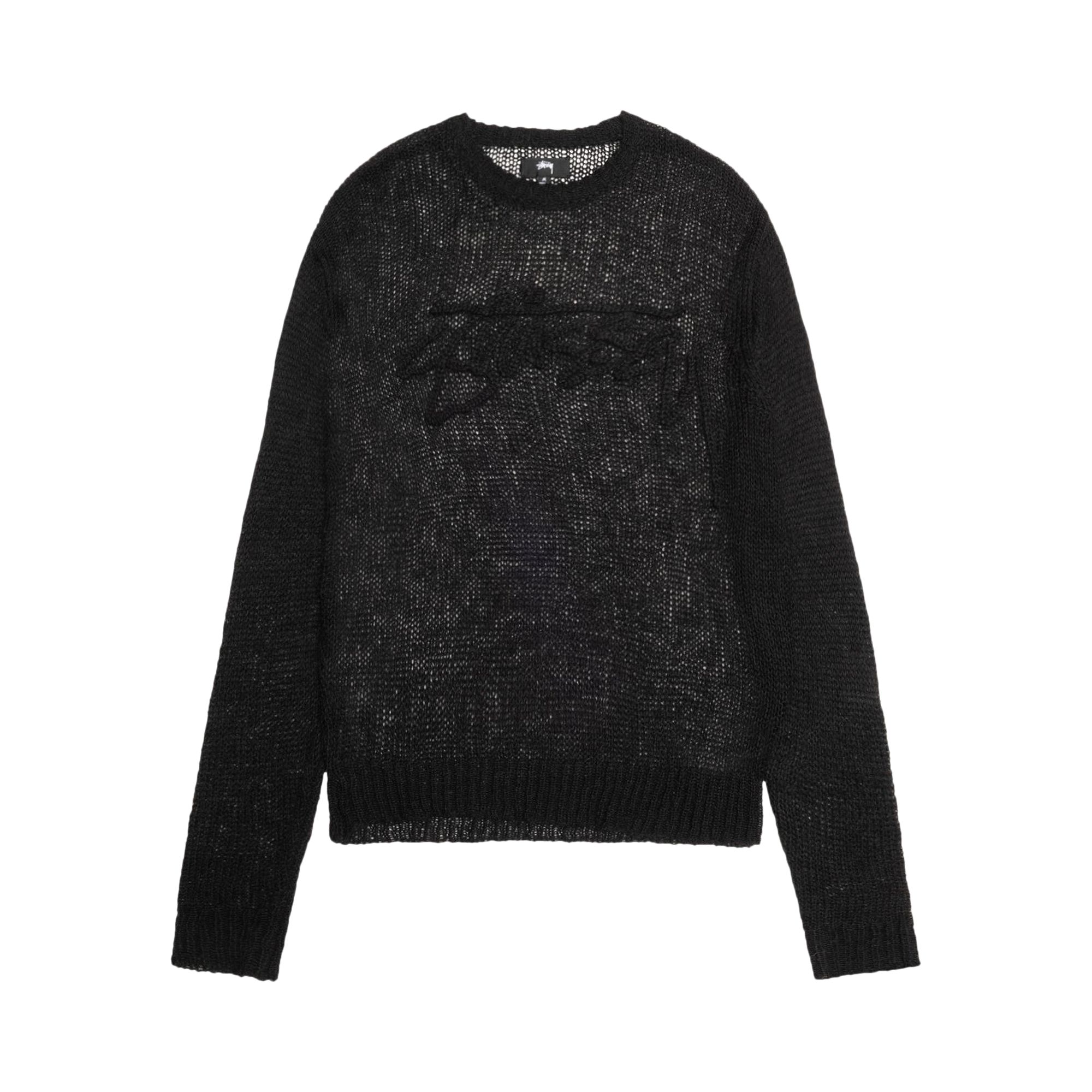 Stussy Loose Knit Logo Sweater 'Black' | Men's Size XL