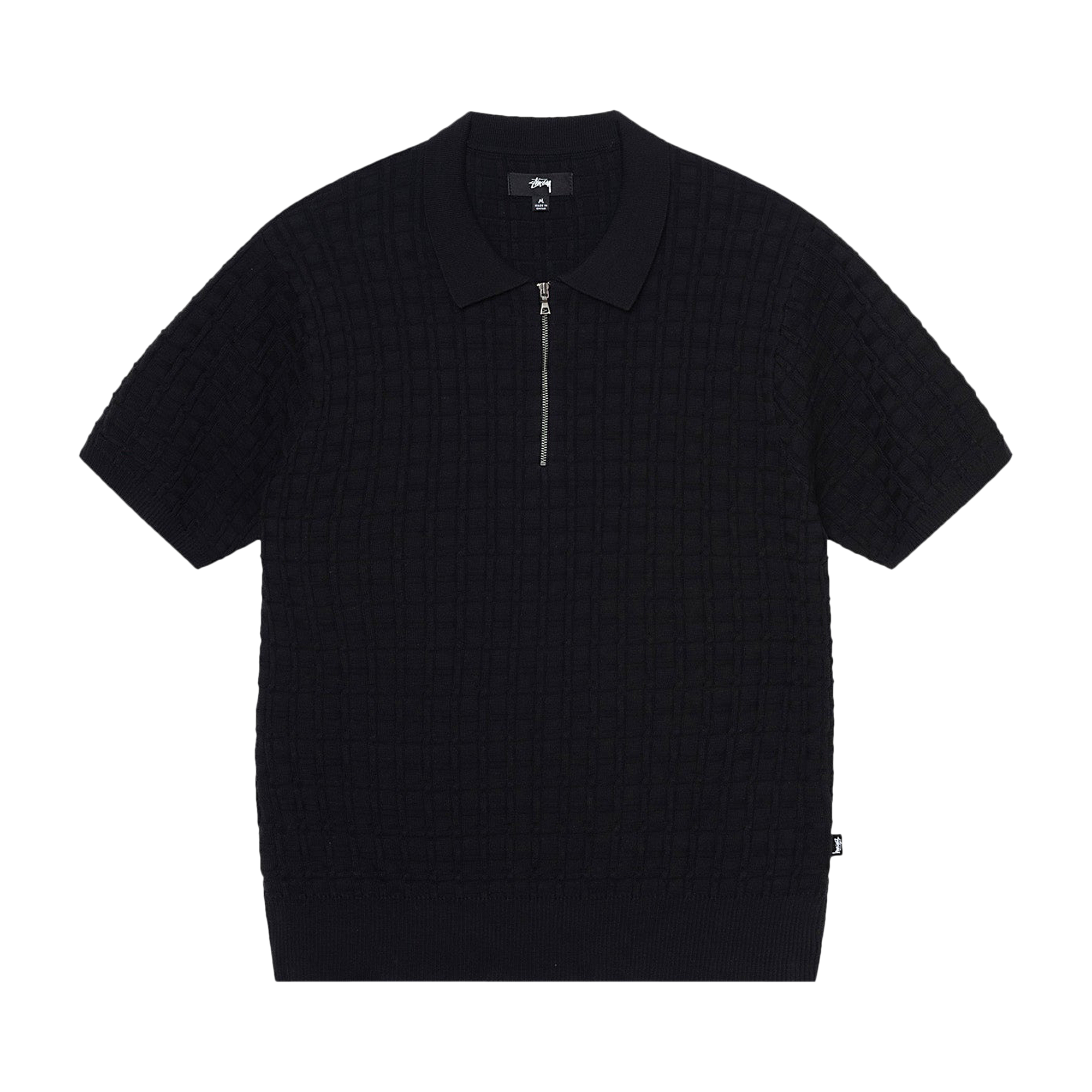 Pre-owned Stussy Half Zip Polo Sweater 'black'