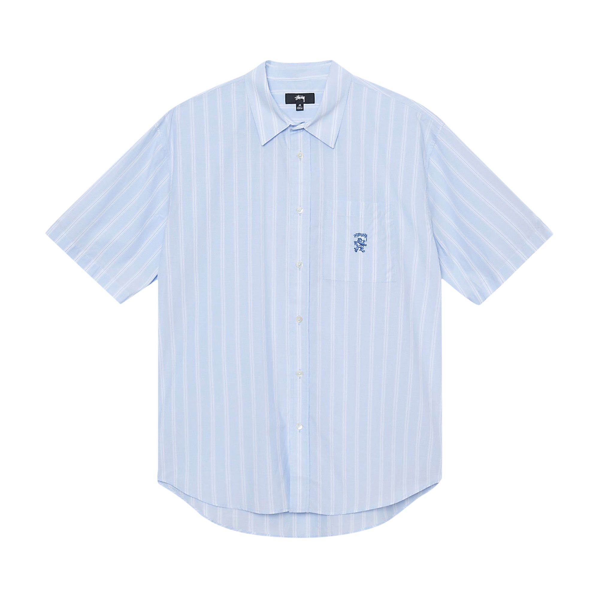 Stussy Boxy Striped Short-Sleeve Shirt 'Light Blue Stripes' | Multi-Color | Men's Size XL