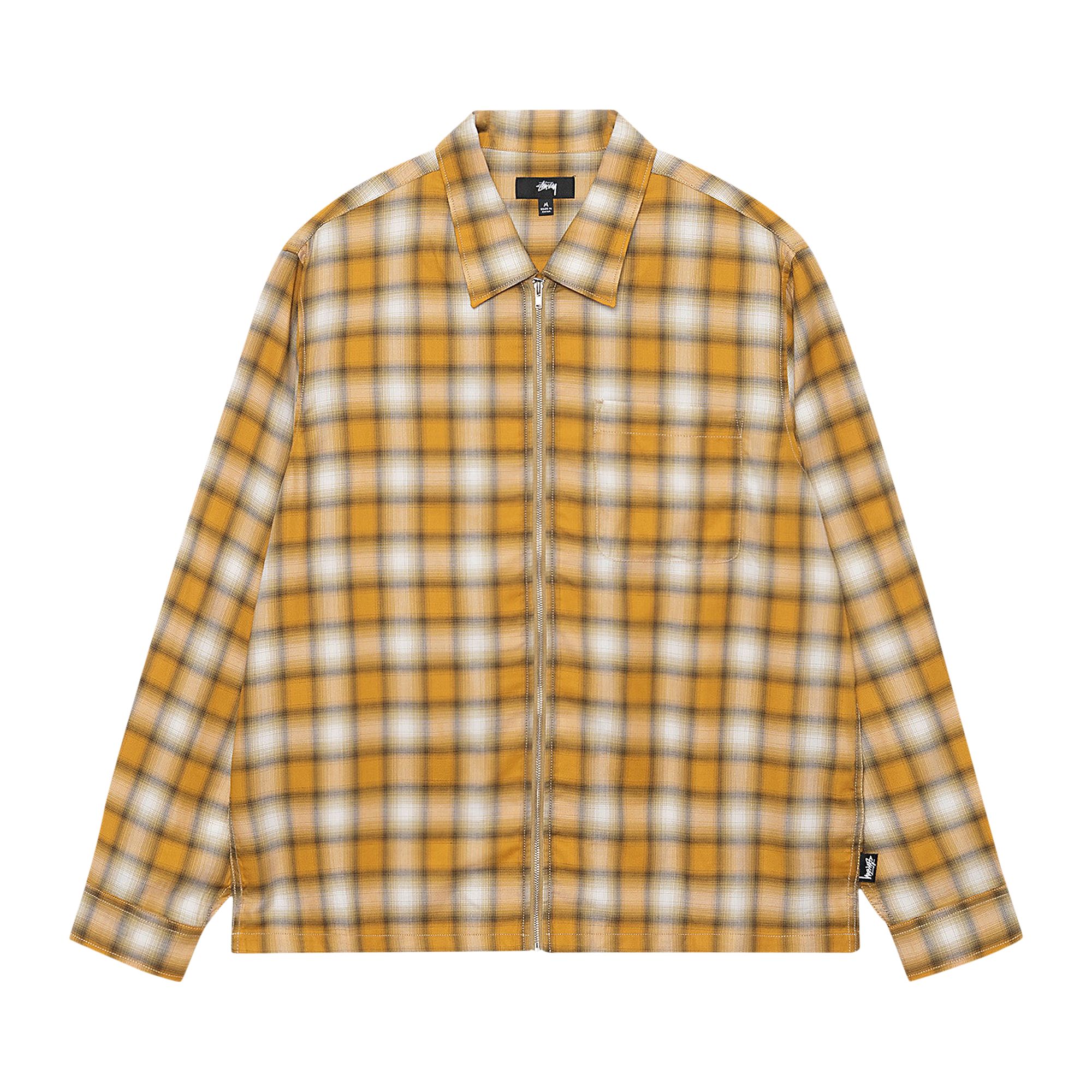 Pre-owned Stussy Eddie Plaid Zip Shirt 'mustard' In Multi-color