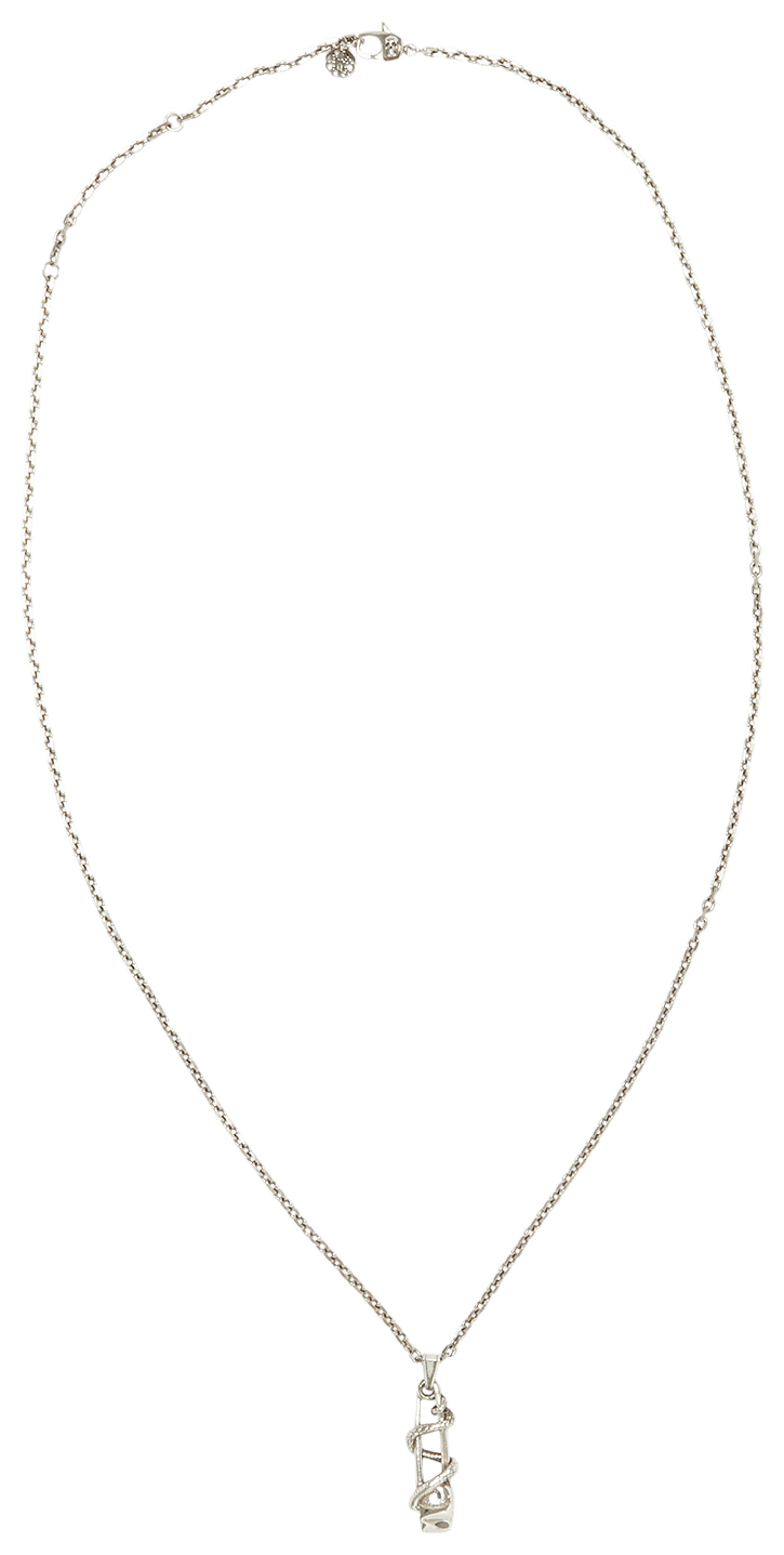 Buy Alexander McQueen Safety Pin Skull Necklace 'Silver