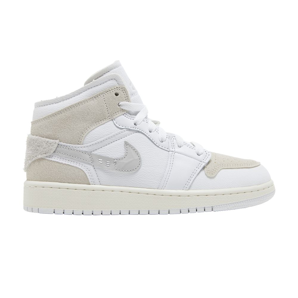 Pre-owned Air Jordan 1 Mid Se Craft Gs 'inside Out - White Sail' | Kid's Size 3.5
