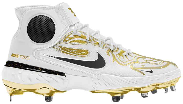 Nike Alpha Huarache Elite 3 Mid White Metallic Vivid Gold