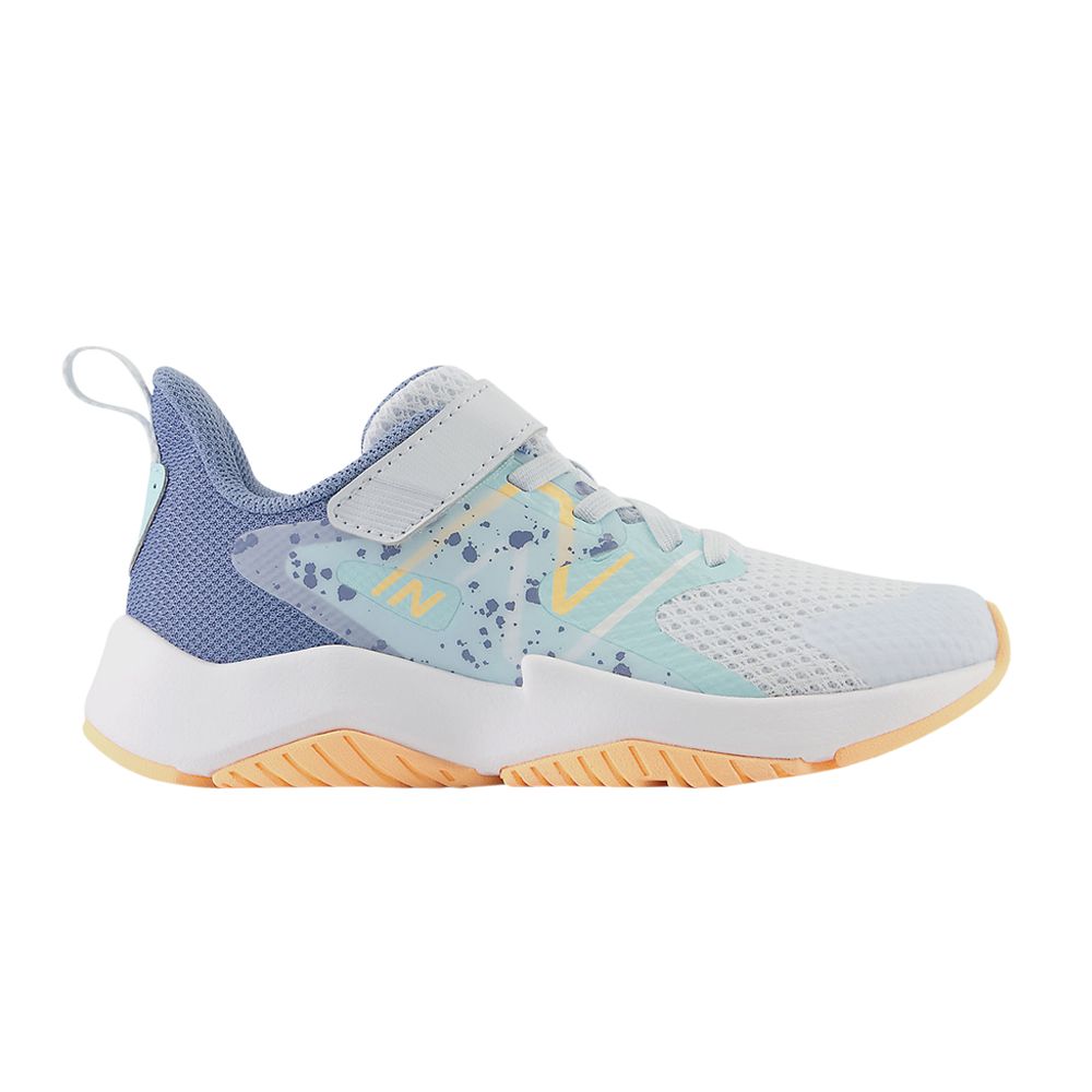 New Balance Rave Run v2 Bungee Lace Top Strap Big Kid Wide 'Ice Blue Solar Flare' | Kid's Size 12