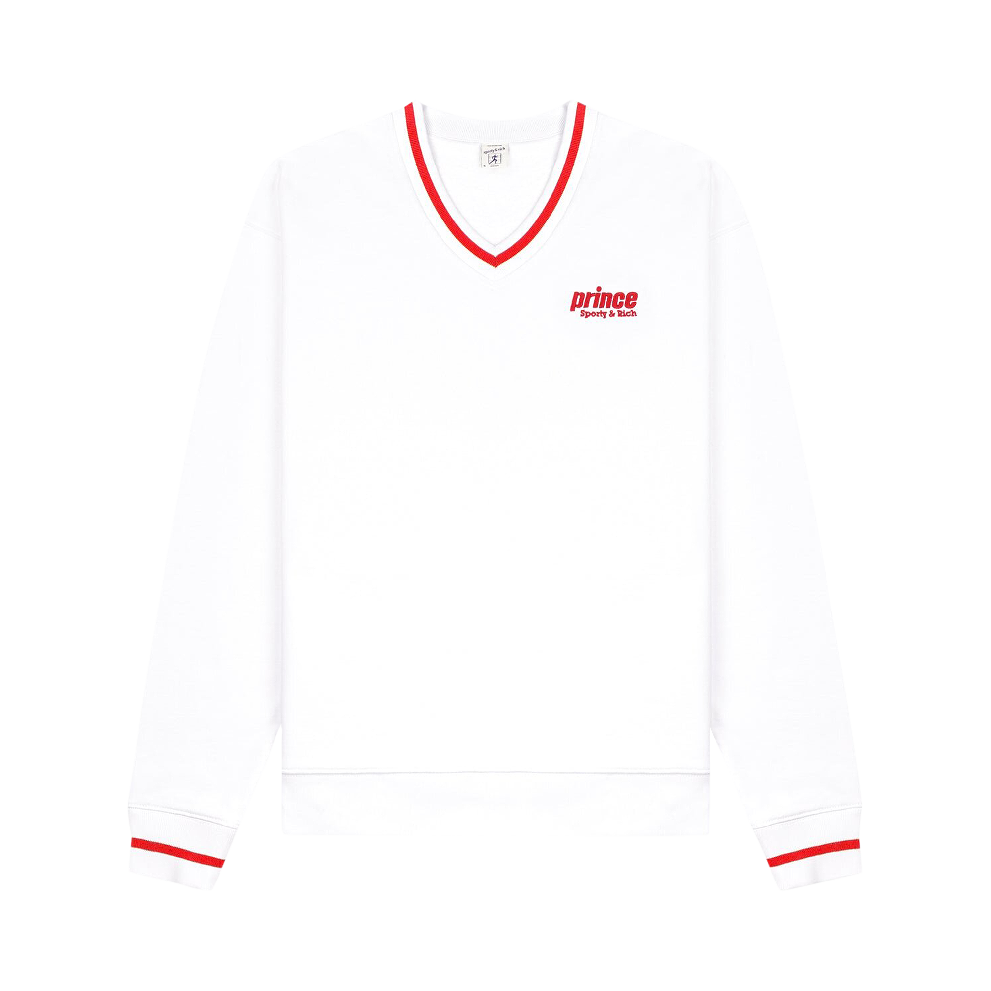 Pre-owned Sporty And Rich Sporty & Rich X Prince Sporty V Neck Sweatshirt 'white'