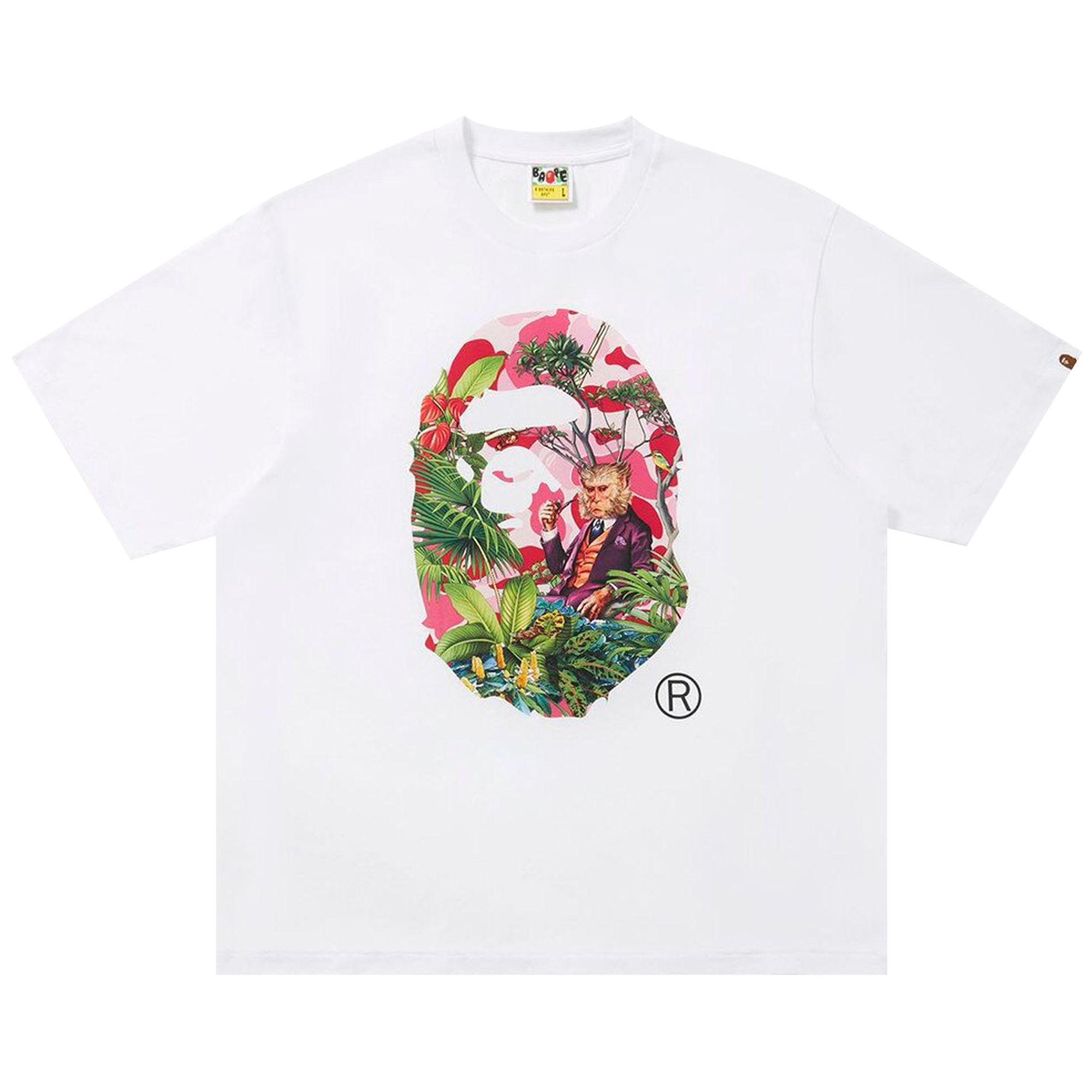 BAPE x Monkey 47 Ape Head Tee 'White/Pink' | Men's Size L